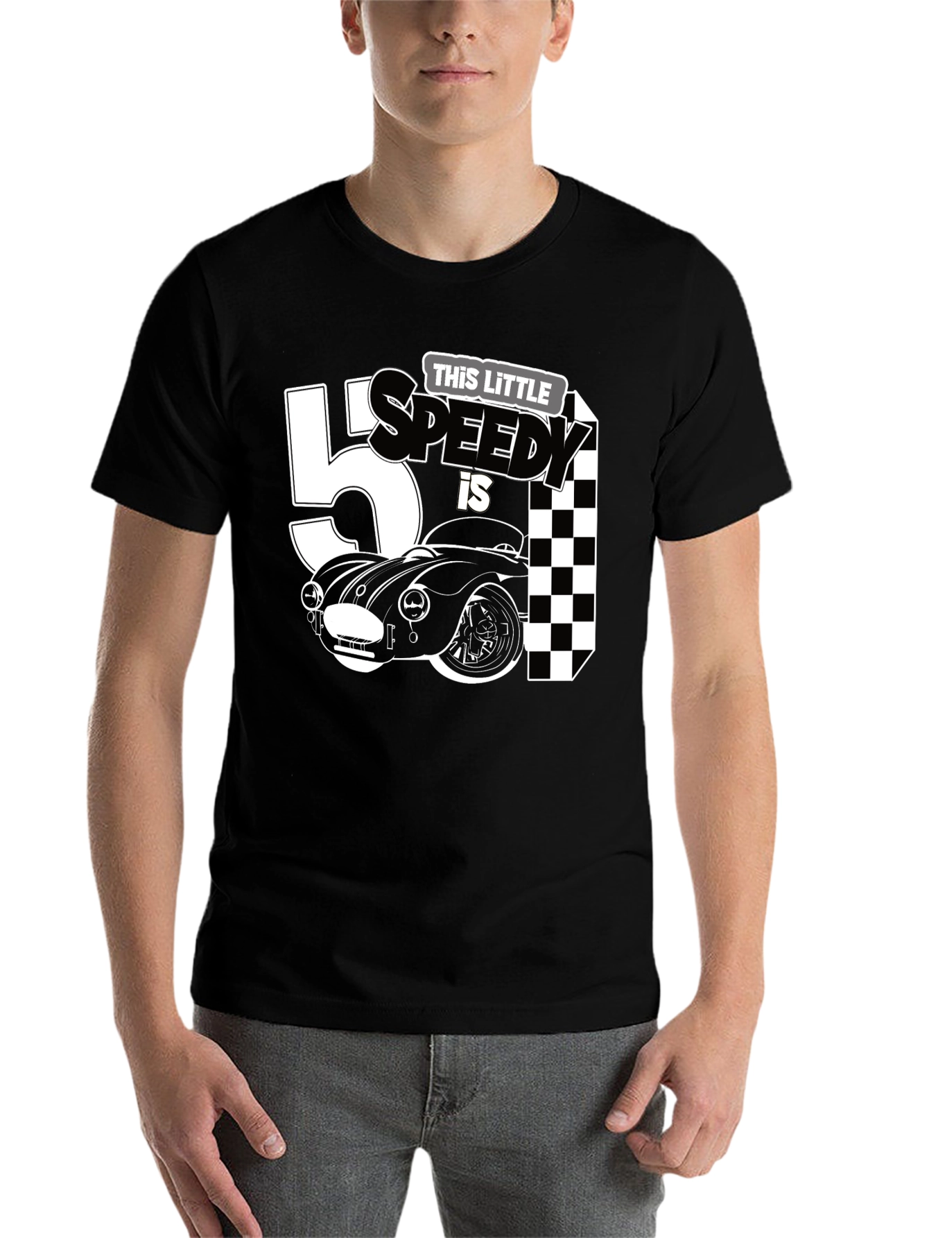 Black This Little Speedy is 5 Birthday T-Shirt view 7