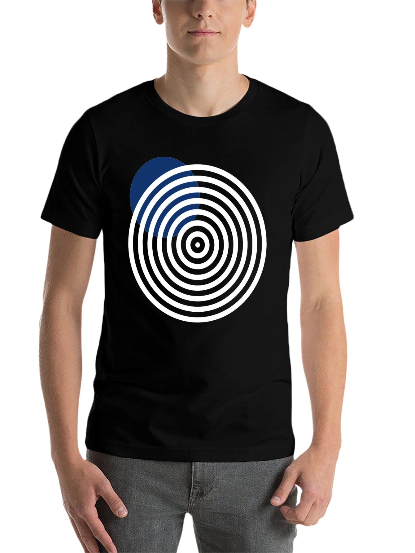 Black Abstract Circle Design Black T-Shirt view 7