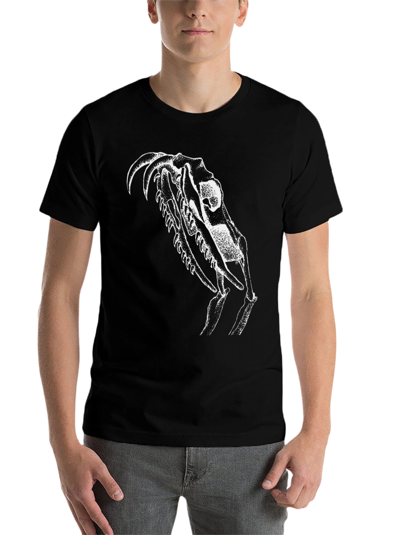 Black Black T-Shirt with White Skull Graphic view 7