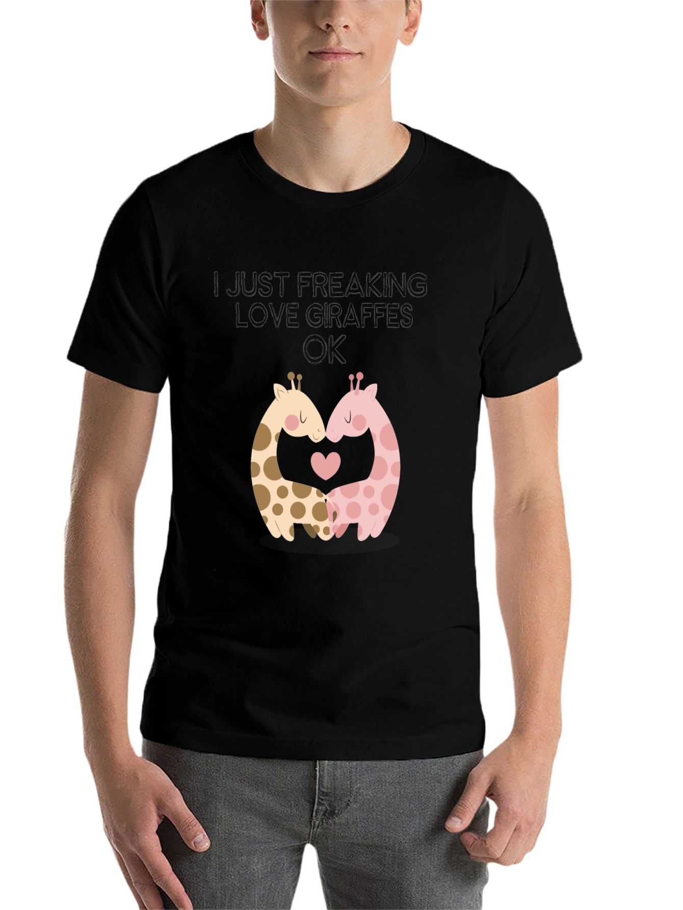 Black I Love Giraffes Graphic T-Shirt view 7