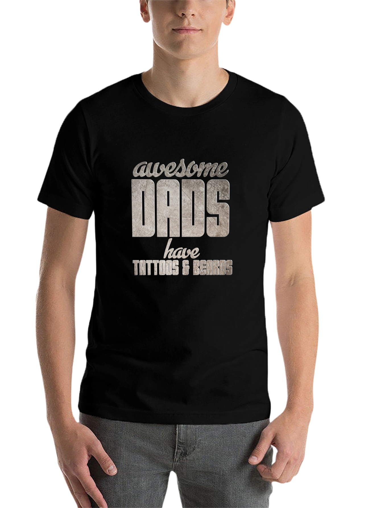Black Awesome Dads Tattoo & Beard T-Shirt view 7