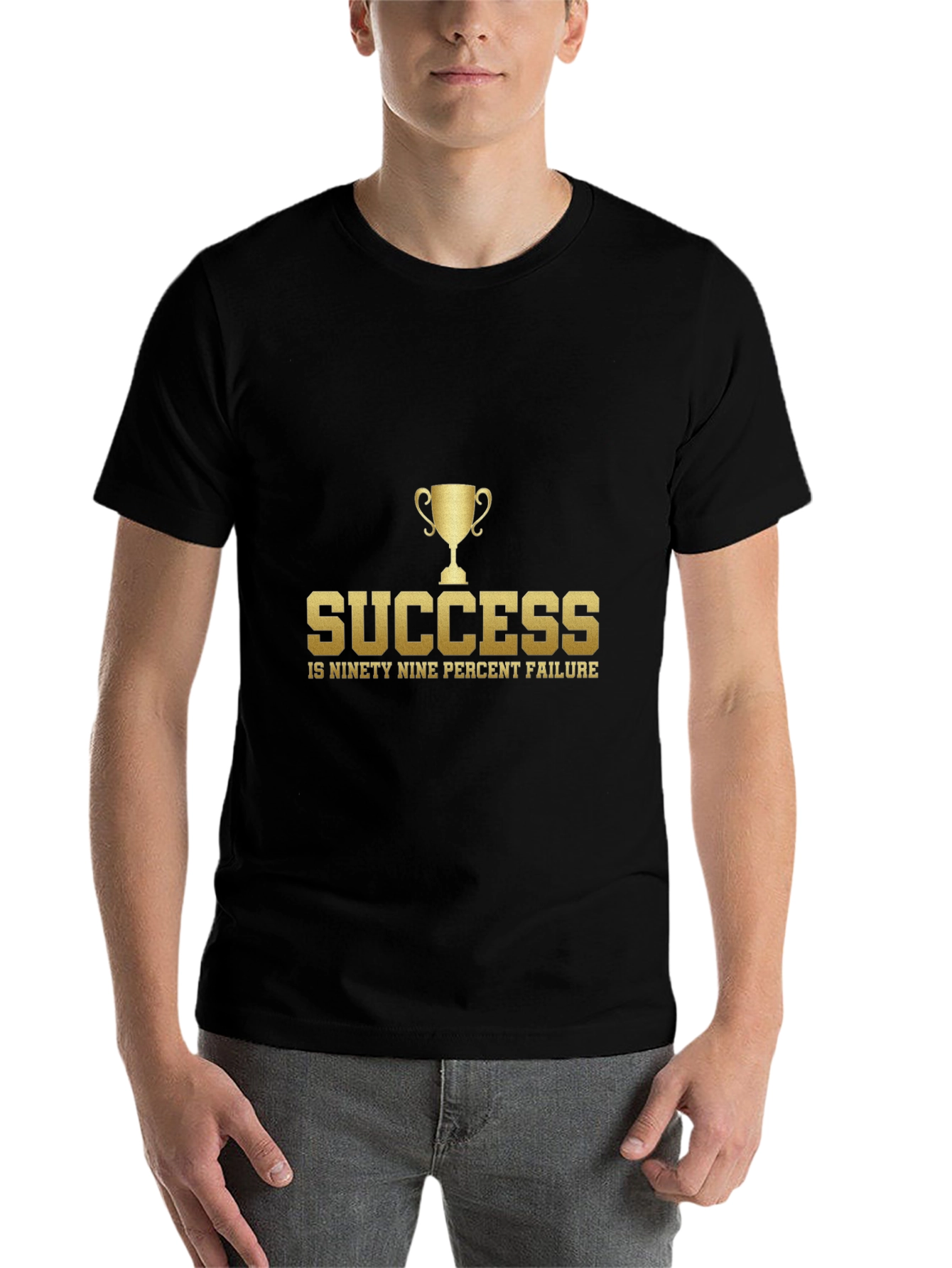 Black Success Quote Graphic Tee - Black Cotton Blend view 7