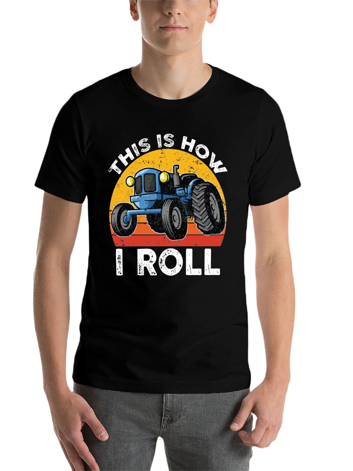 Black This is How I Roll Tractor Graphic Tee view 7
