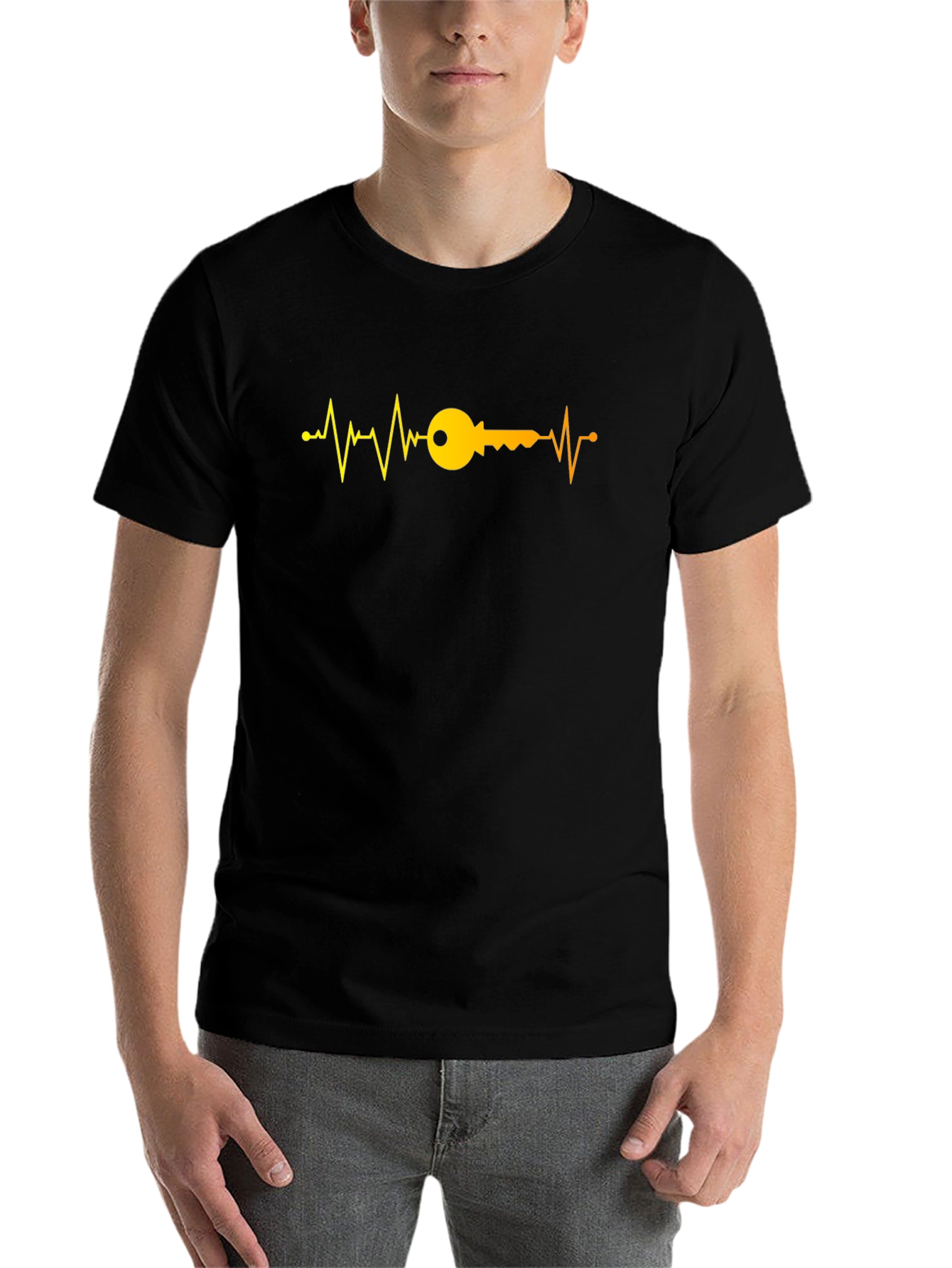 Black Heartbeat Key Graphic T-Shirt - Black view 7