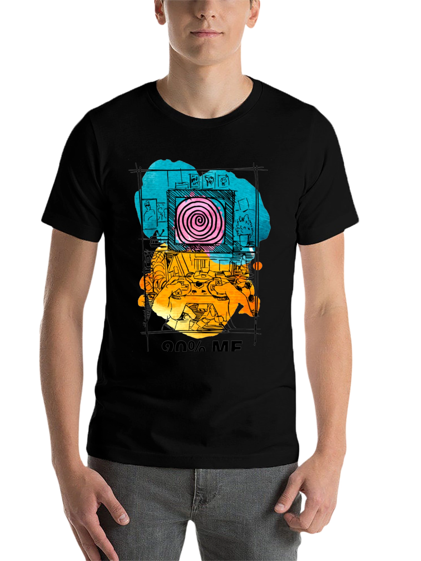 Black 90% Me Graphic T-Shirt - Quirky Artistic Tee view 7