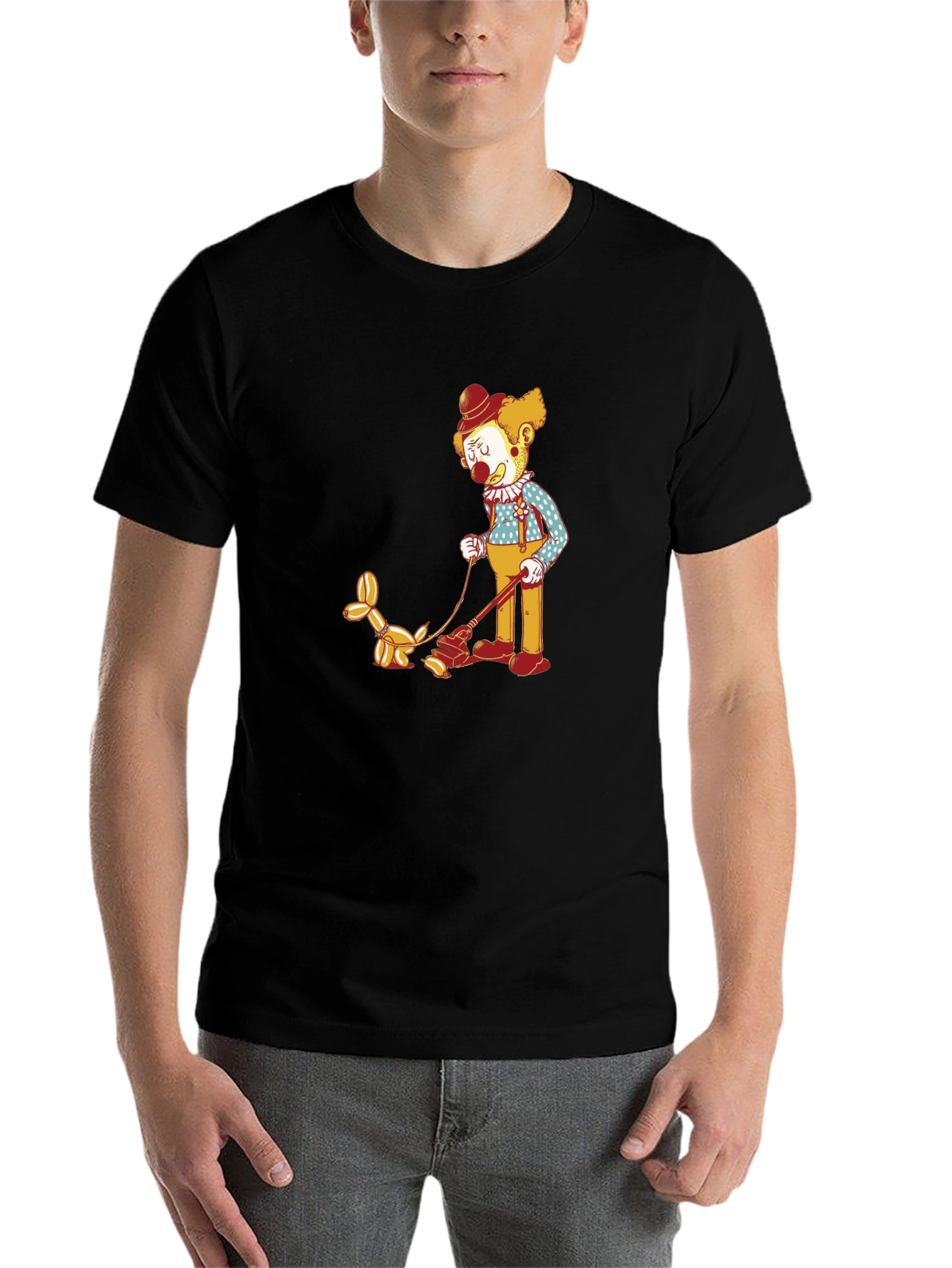 Black Clown Walking Balloon Dog T-Shirt view 7