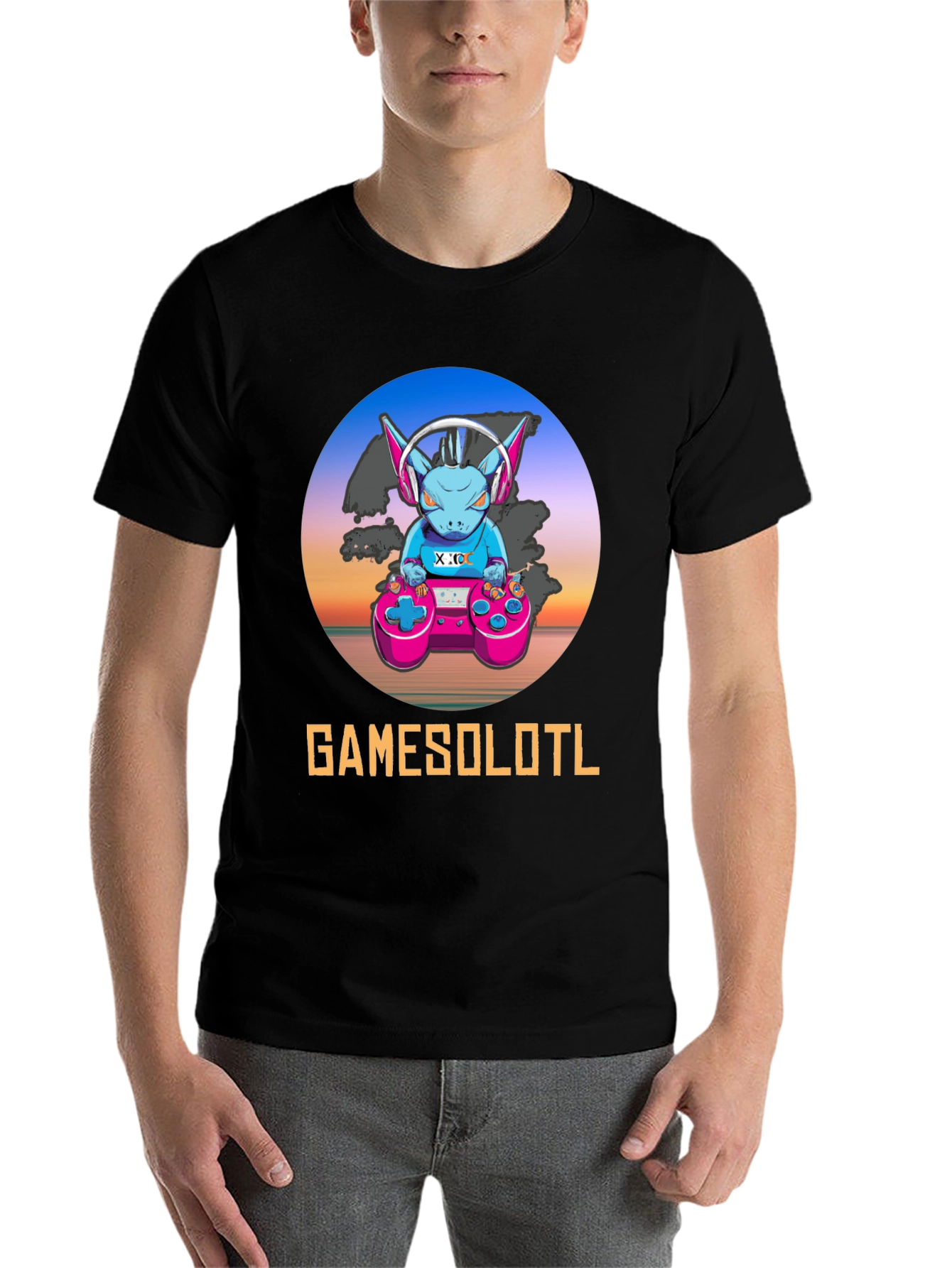 Black GAMESOLOTL Black Gaming T-Shirt  view 7
