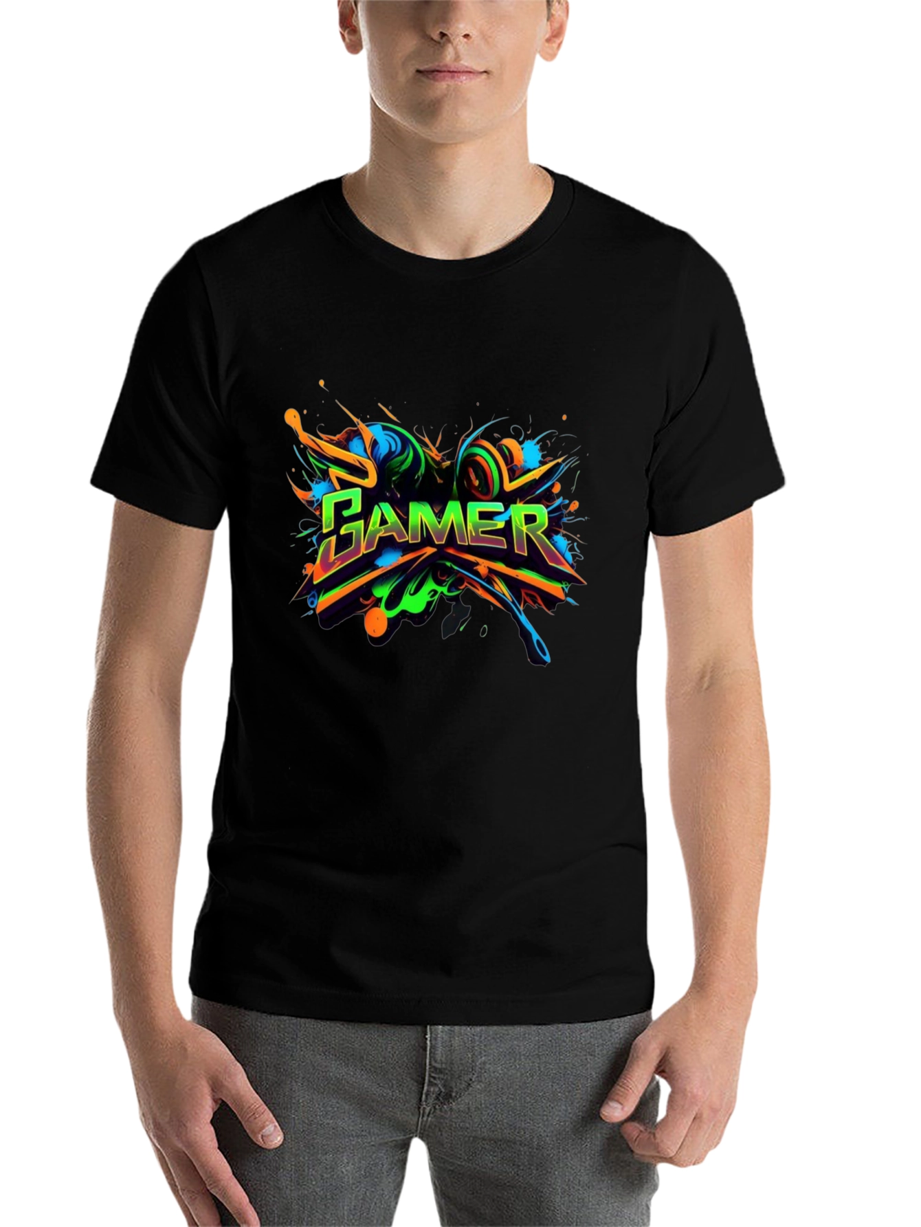 Black Gamer Graphic Tee - Vivid Design, Soft Fabric view 7
