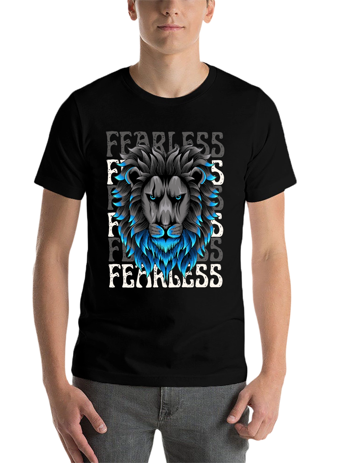 Black Fearless Lion Graphic Tee - Bold Style view 7