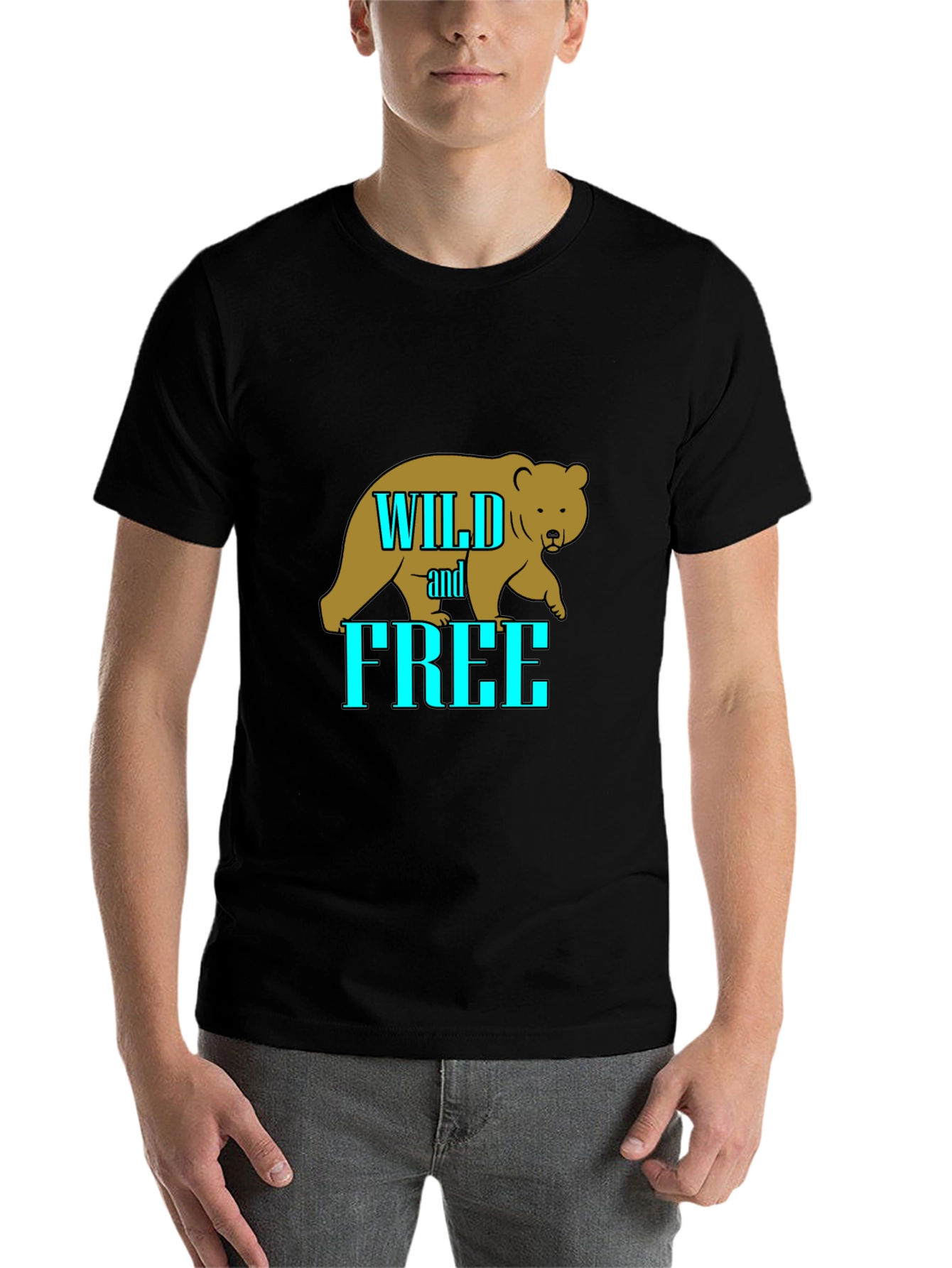 Black Wild and Free Bear Graphic T-Shirt - Black view 7