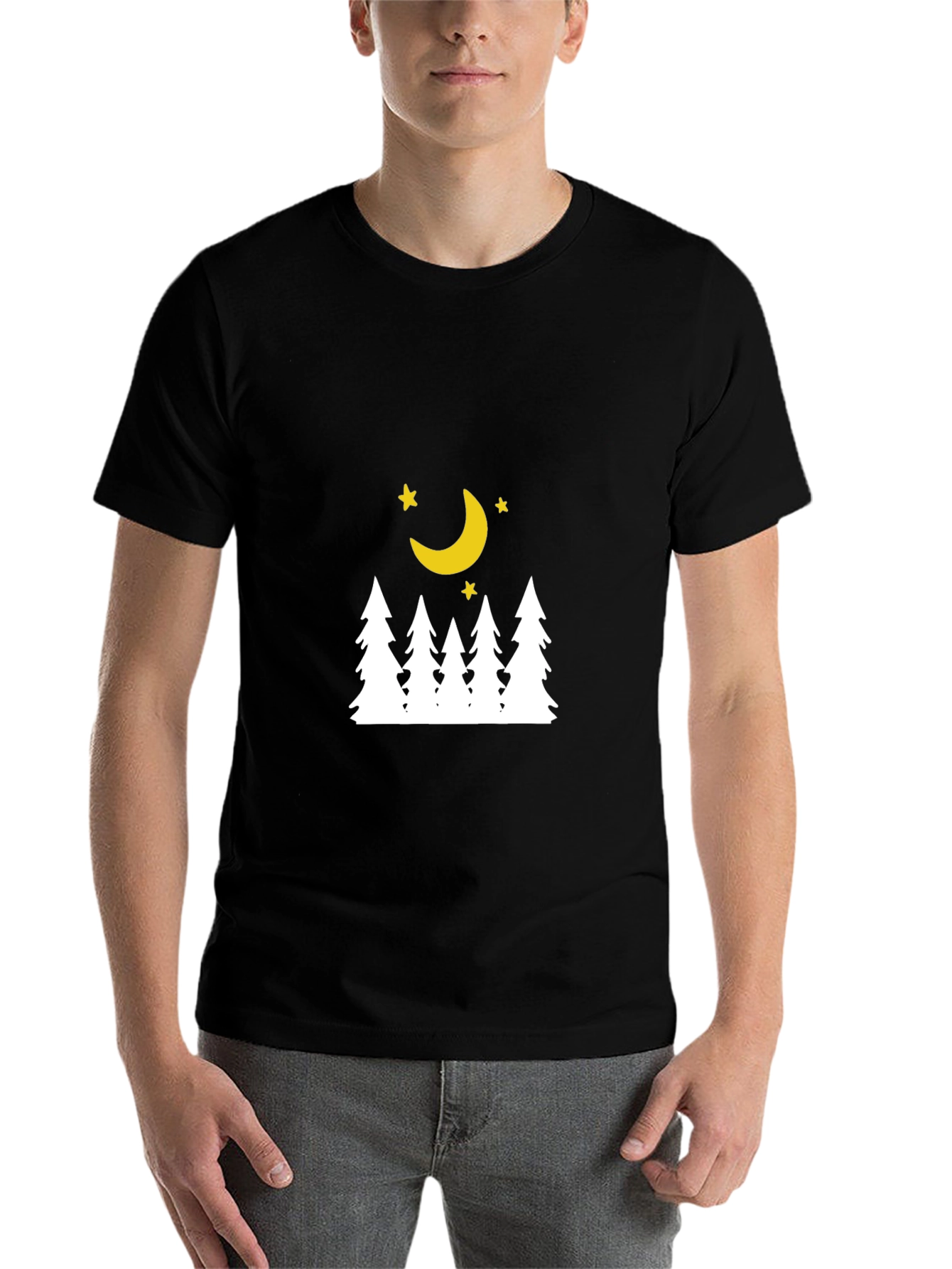 Black Nature Moon T-Shirt - Black Cotton Tee view 7