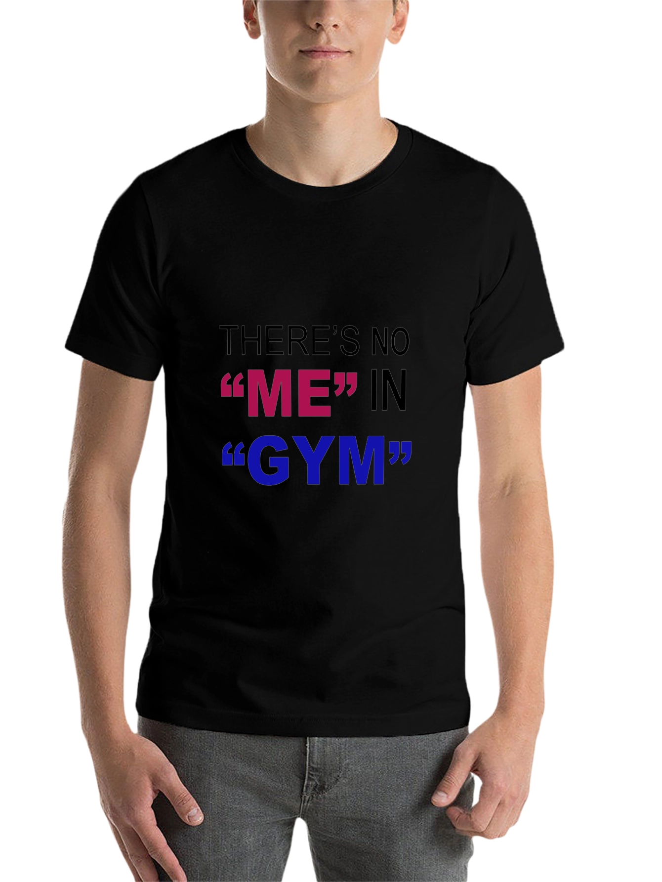 Black Funny Gym T-Shirt - "There's No ME in GYM" view 7