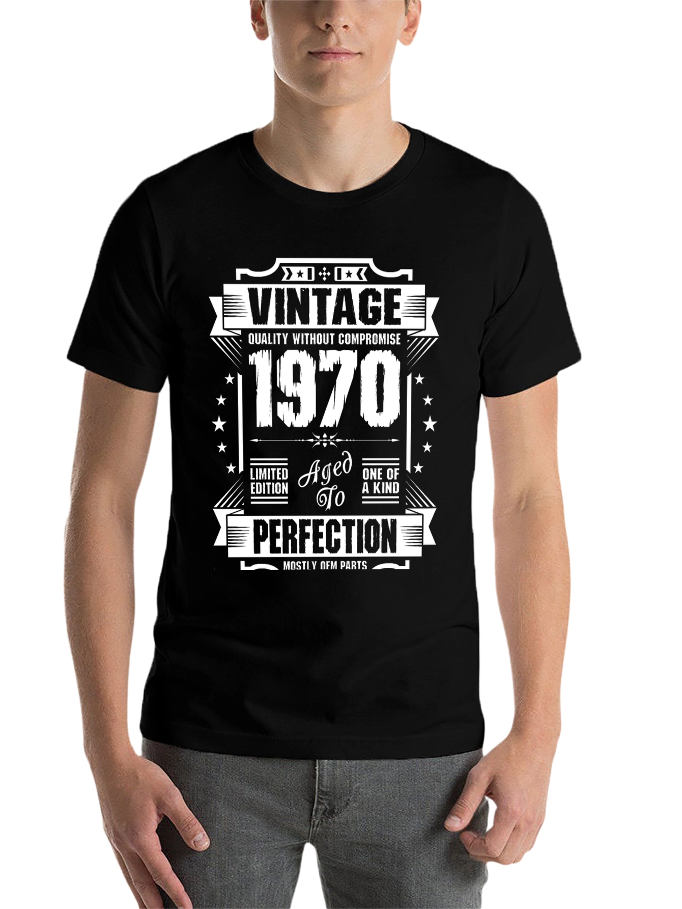 Black Vintage 1970 Aged To Perfection T-Shirt view 7