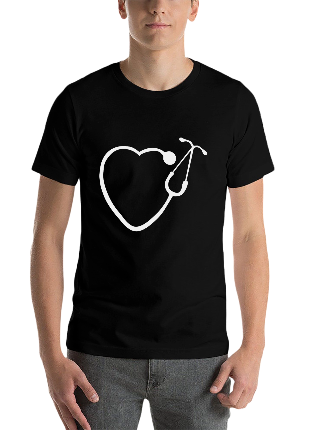 Black Heart Stethoscope Graphic Tee - Black Cotton view 7