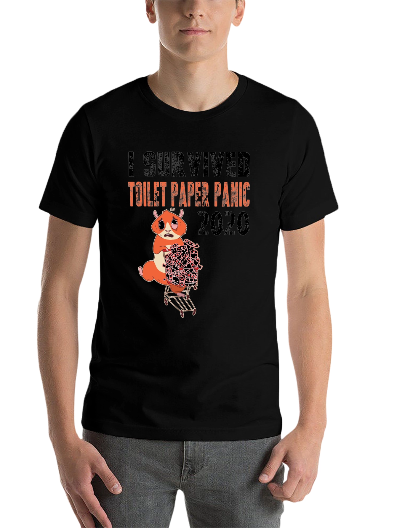 Black I Survived Toilet Paper Panic 2020 T-Shirt view 7