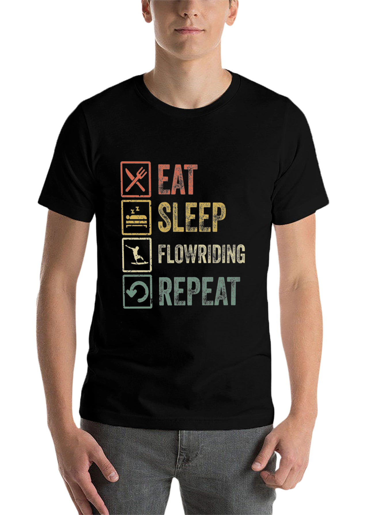 Black Eat Sleep Flowriding Repeat T-Shirt view 7