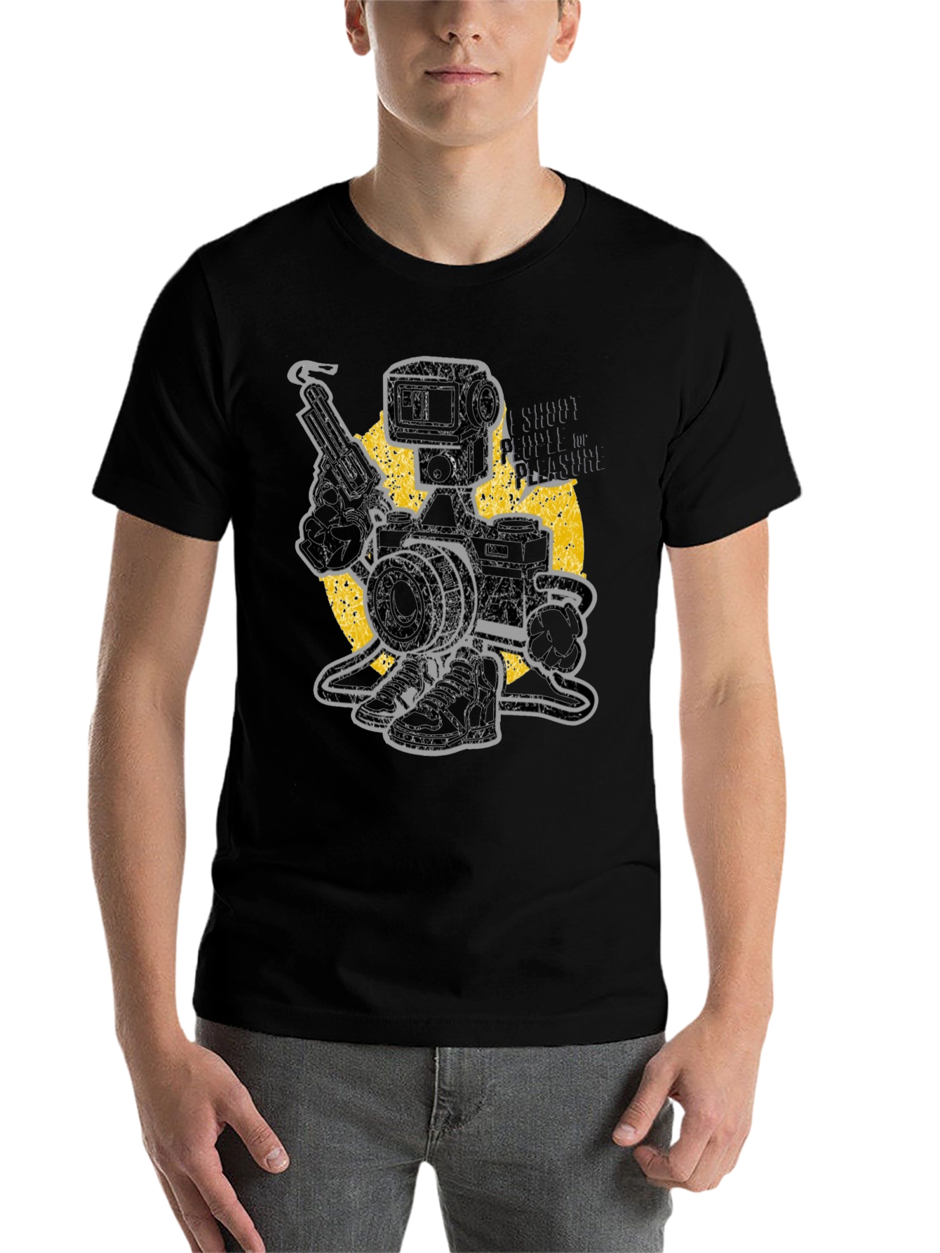 Black Retro Camera Robot T-Shirt - Shoot for Pleasure view 7