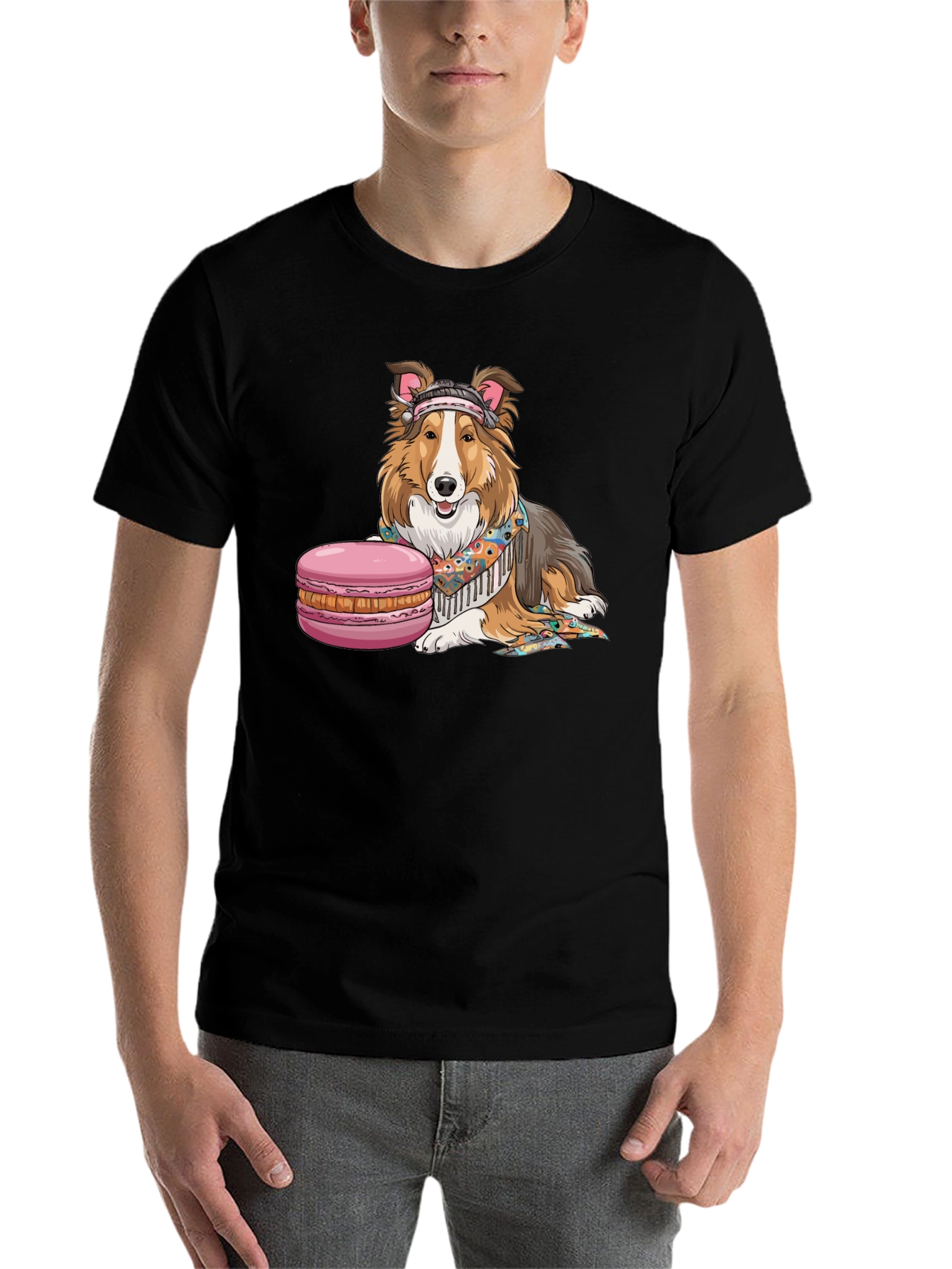 Dog with Macaron T-Shirt - 7