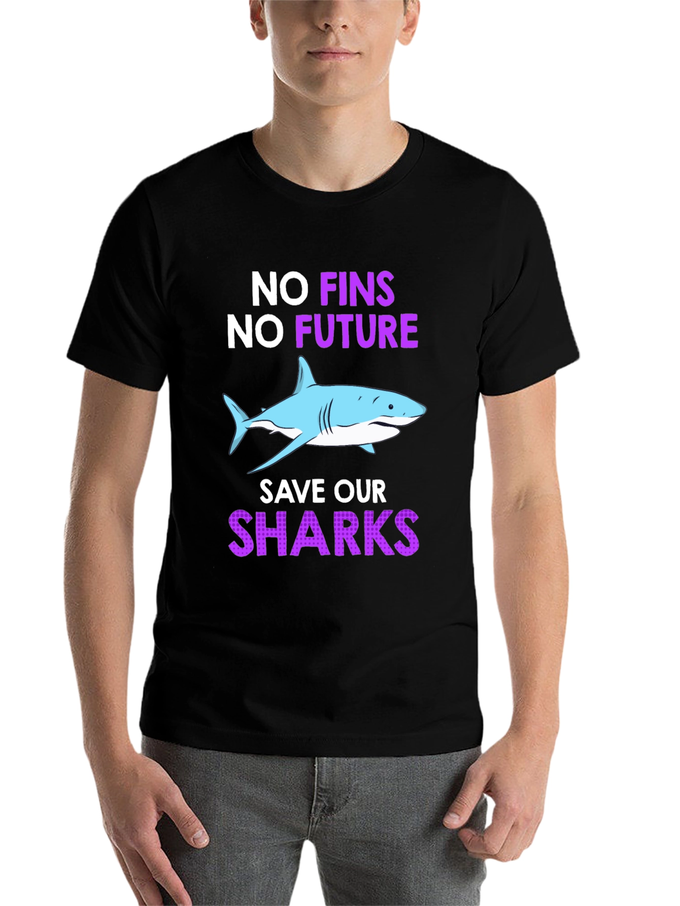 Black Save Our Sharks T-Shirt view 7