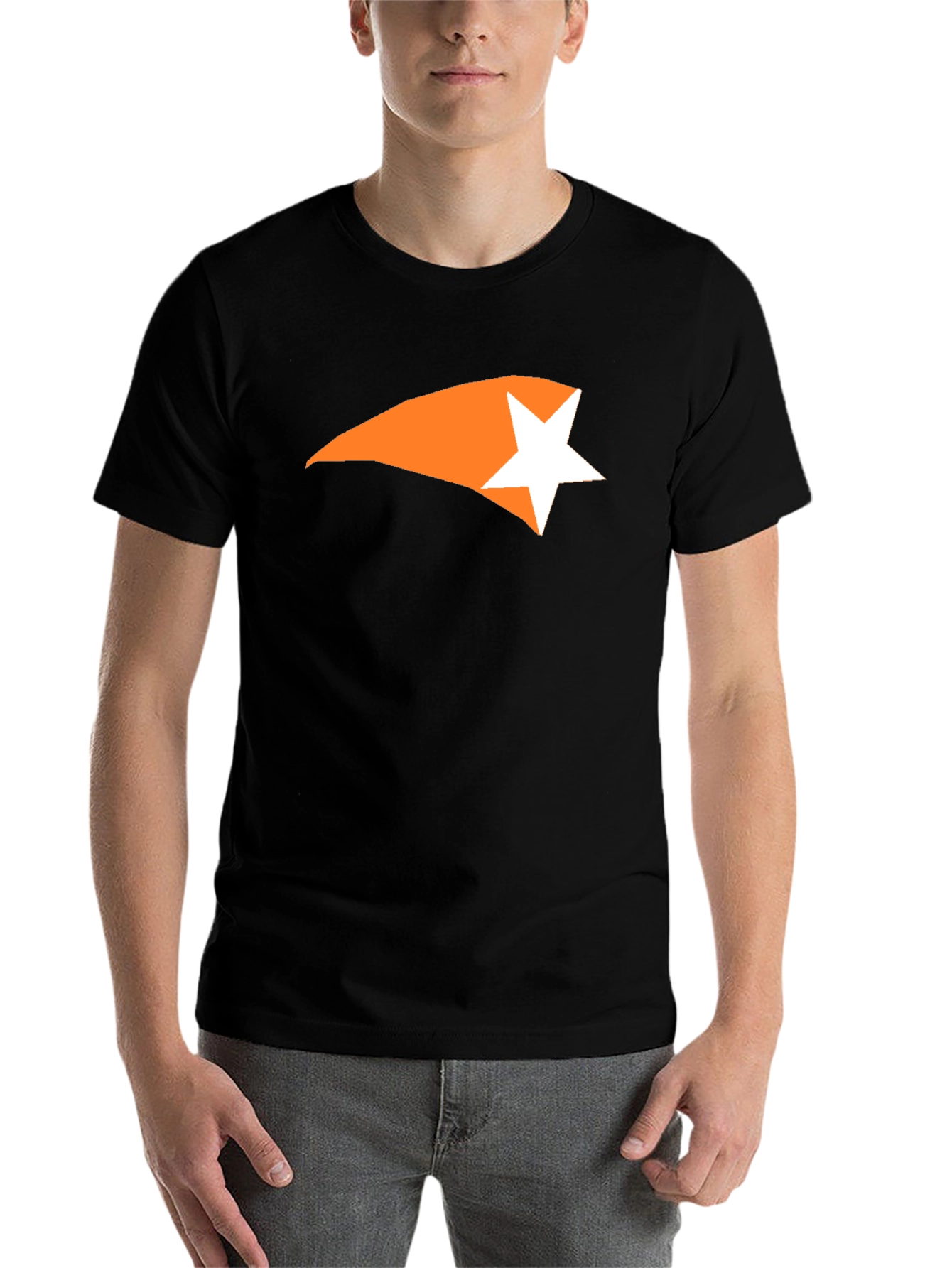 Black Men's Black Graphic Tee - Comet Star Design view 7