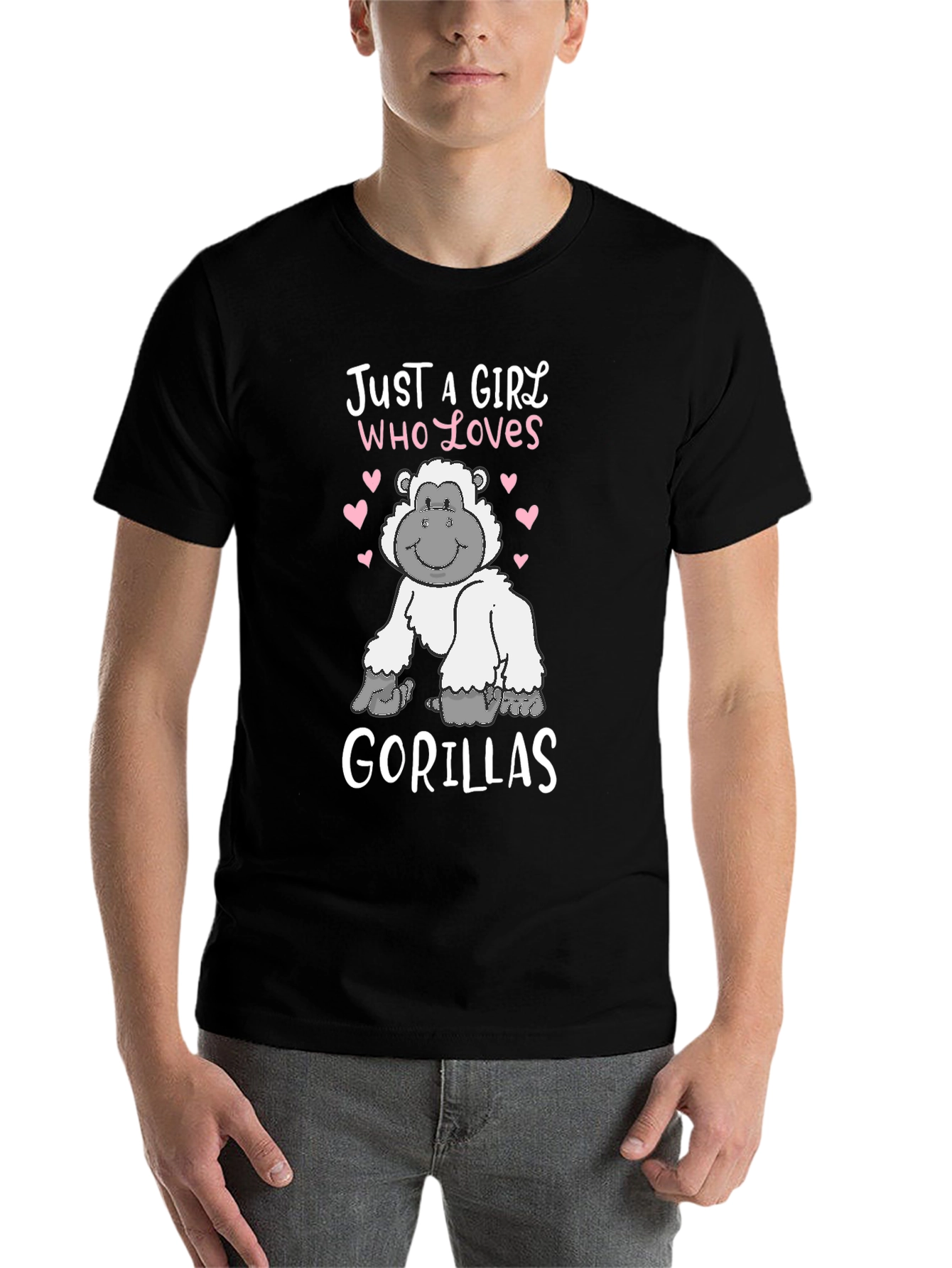 Black Just a Girl Who Loves Gorillas T-Shirt view 7