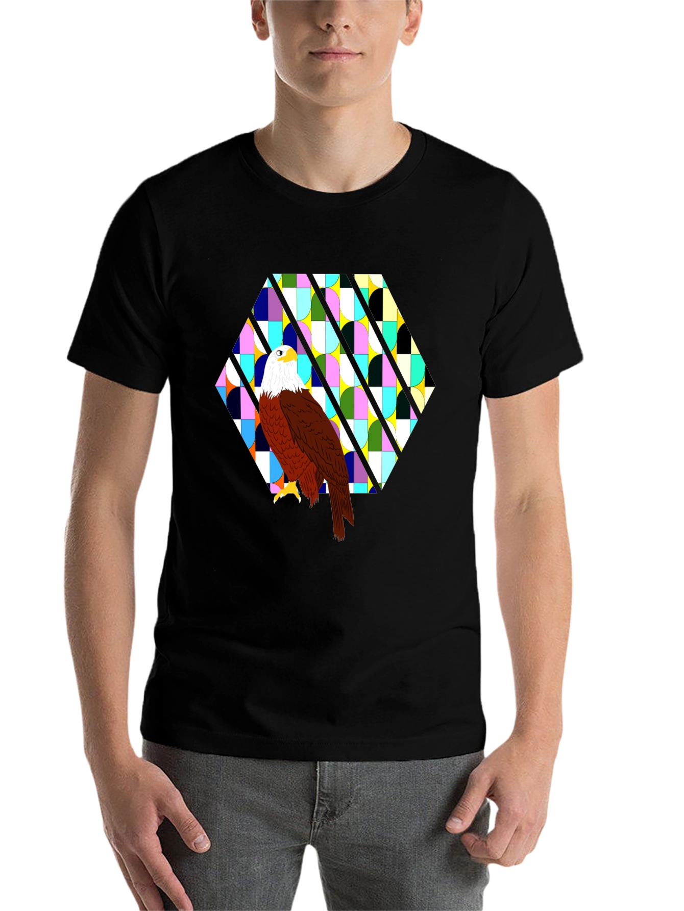 Black Eagle Geometric Tee - Bold Graphic Print view 7