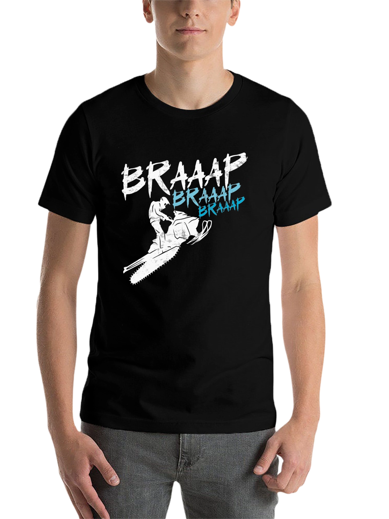 Black Braaap Snowmobile T-Shirt - Black Graphic Tee view 7