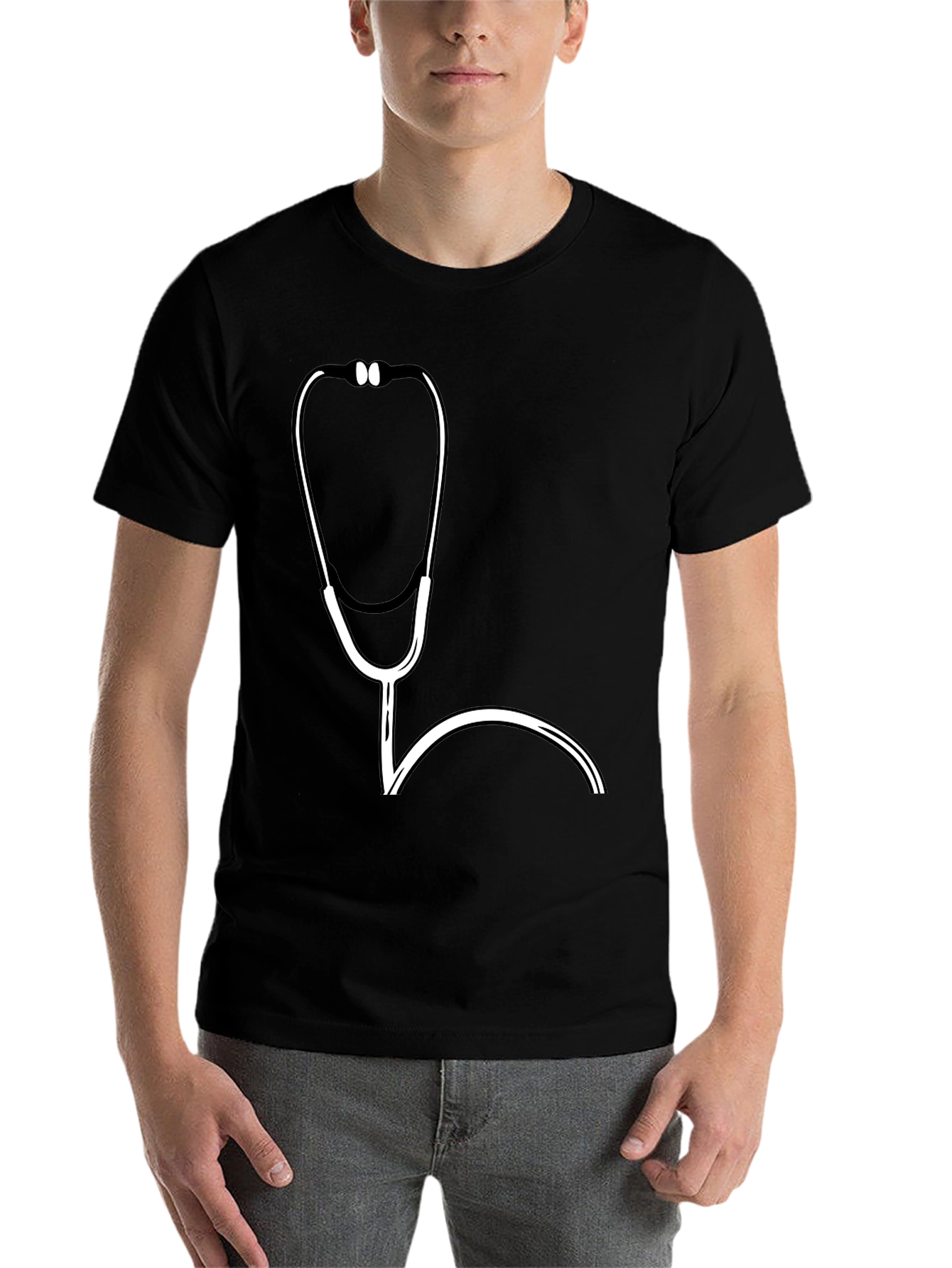 Black Doctor Stethoscope Graphic Tee - Medical Professional T-Shirt view 7