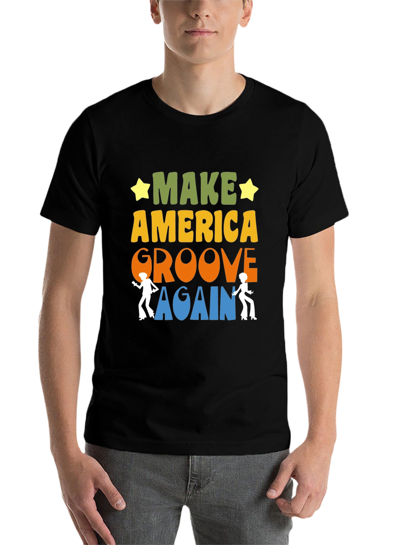 Black Make America Groove Again Retro T-Shirt view 7