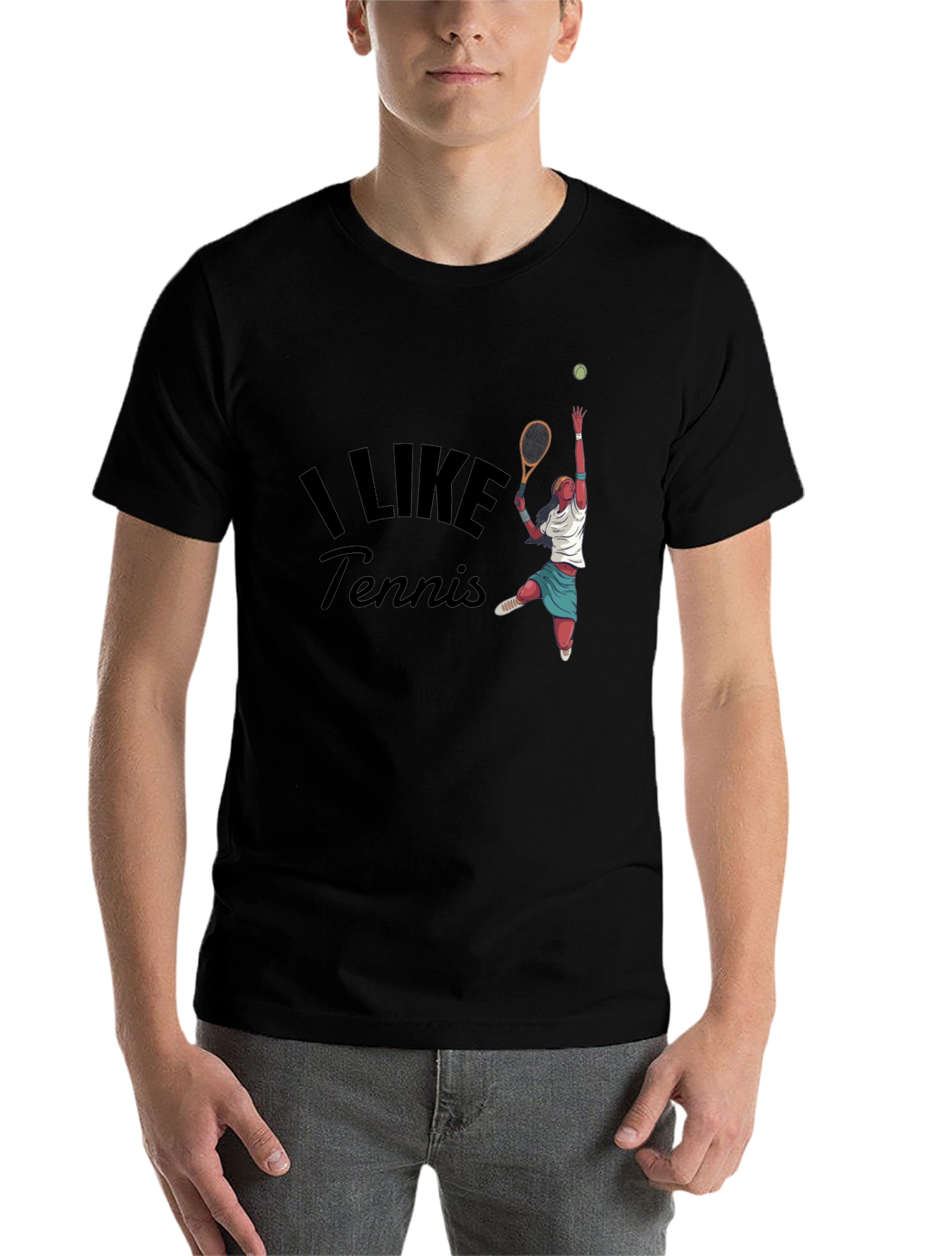 Black I Like Tennis Graphic Tee view 7