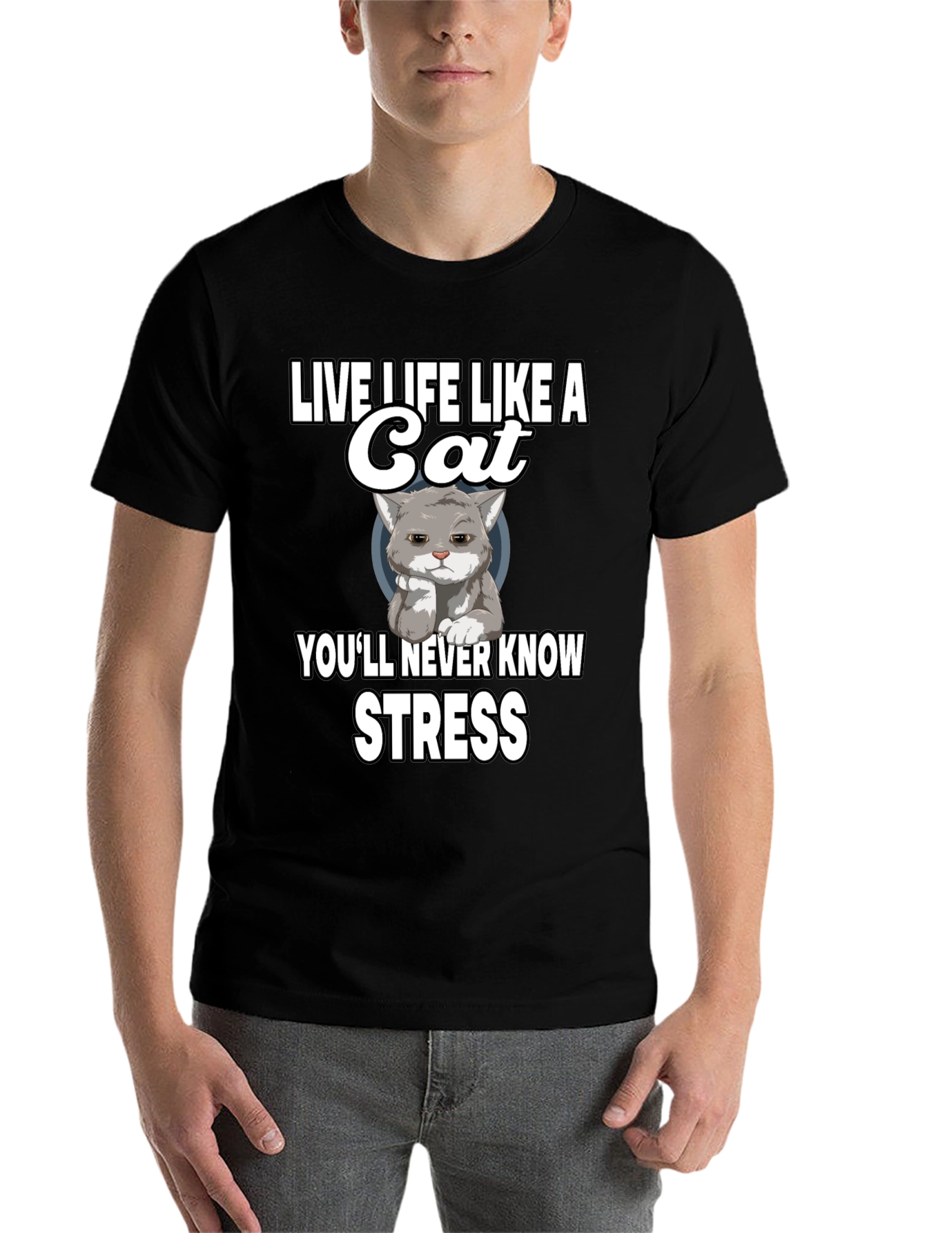 Black Live Life Like a Cat Graphic T-Shirt view 7