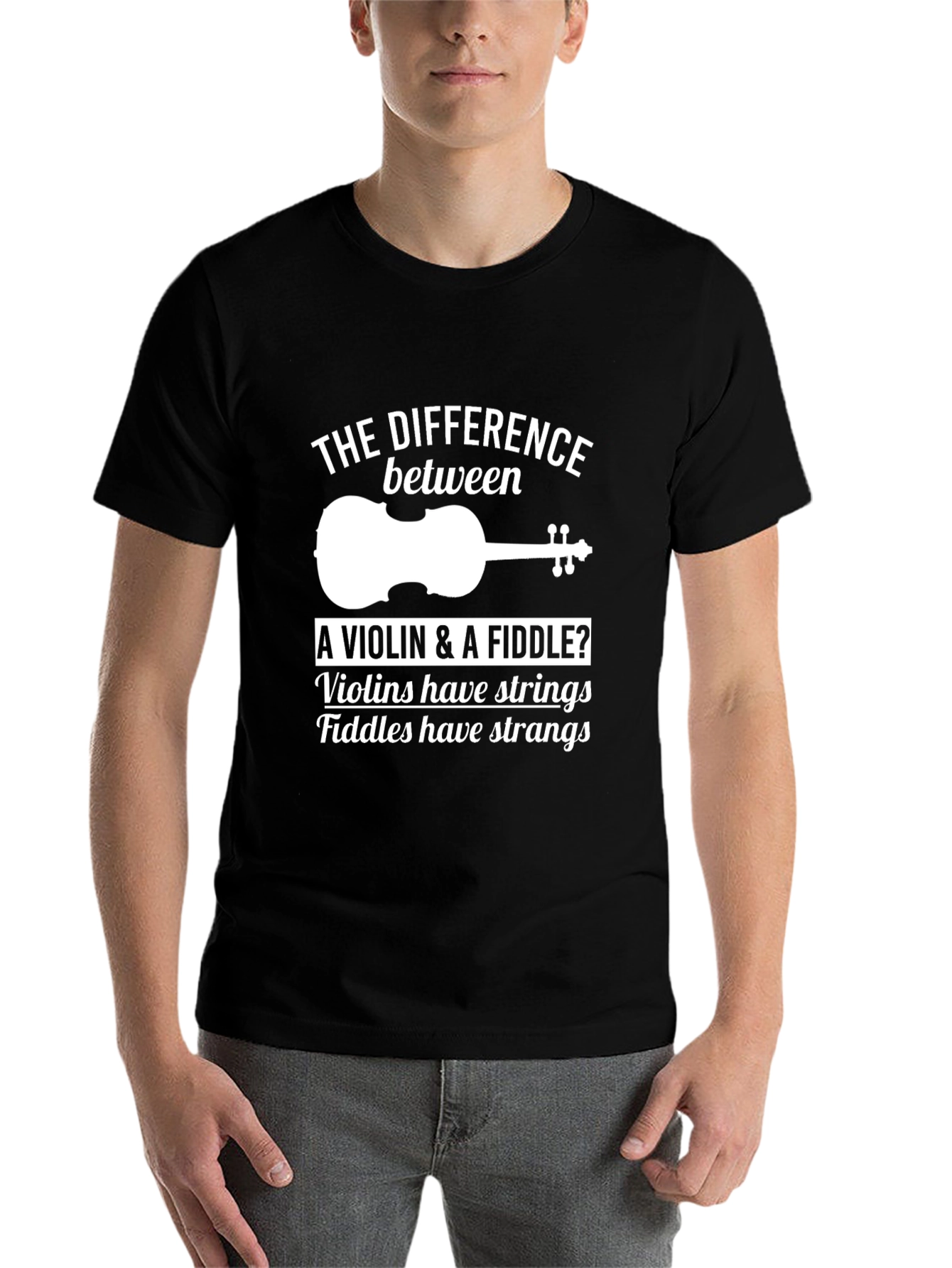 Black Violin & Fiddle Humor T-Shirt view 7