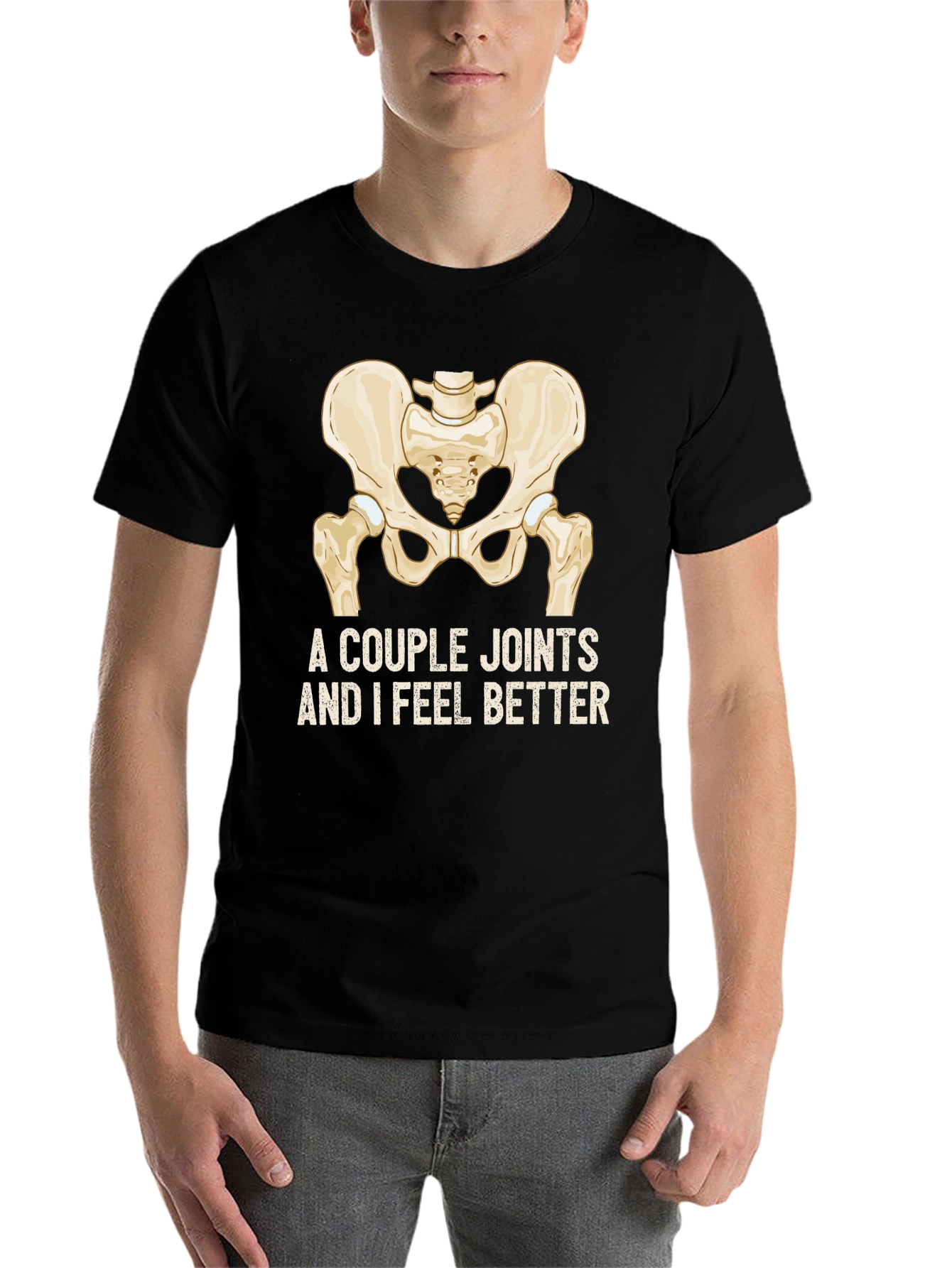 Black Funny Hip Joint T-Shirt - A Couple Joints and I Feel Better view 7
