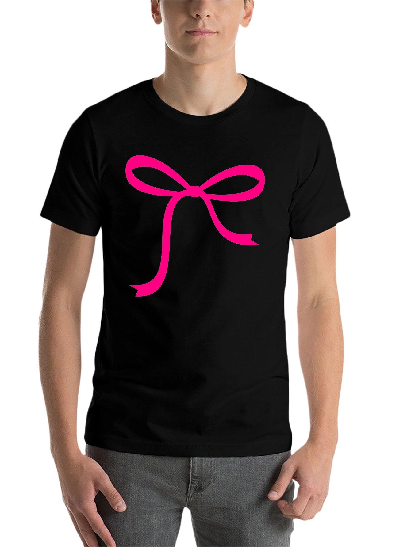 Black Pink Bow Graphic Black Tee view 7