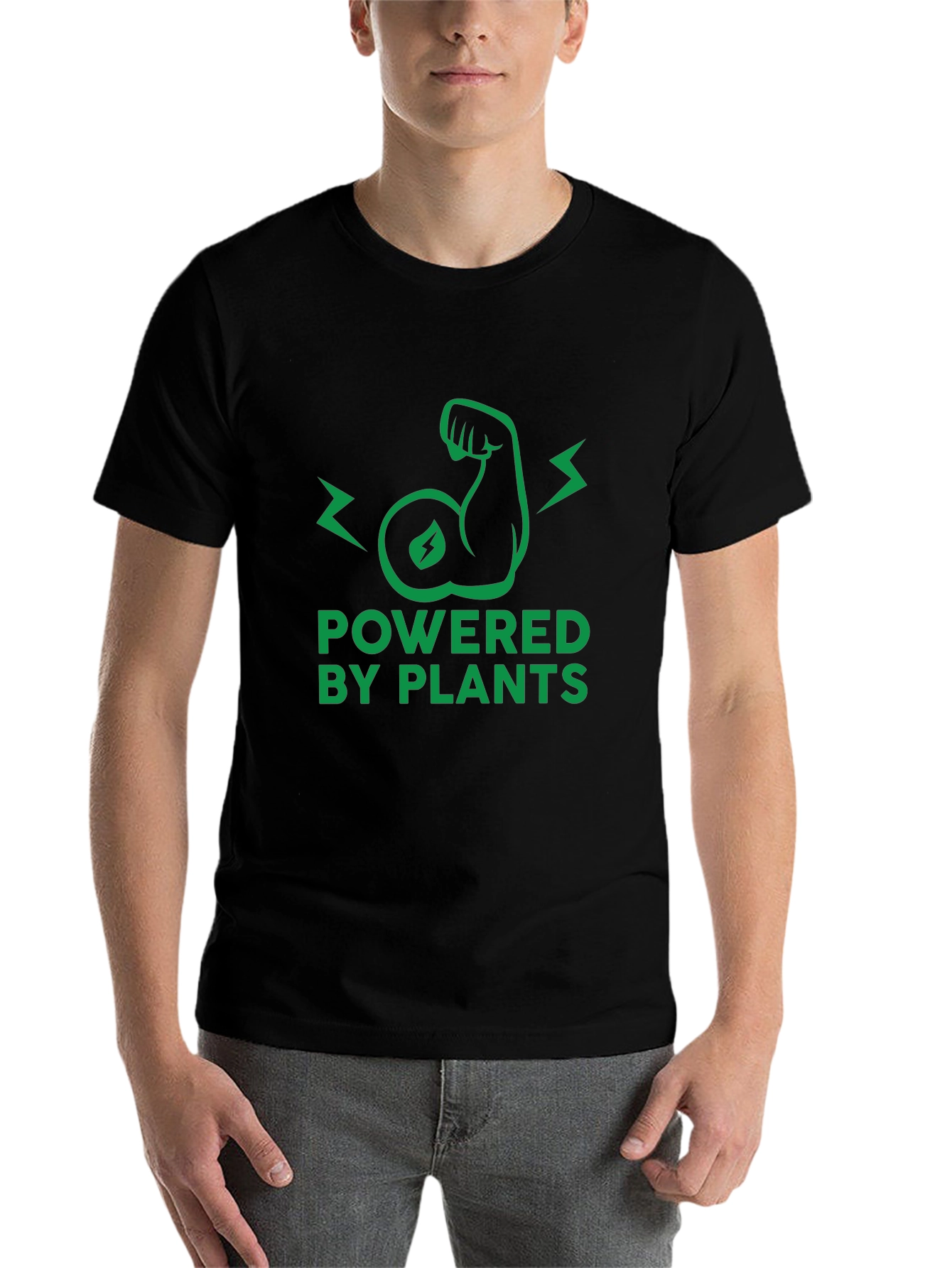 Black Powered By Plants Vegan T-Shirt view 7