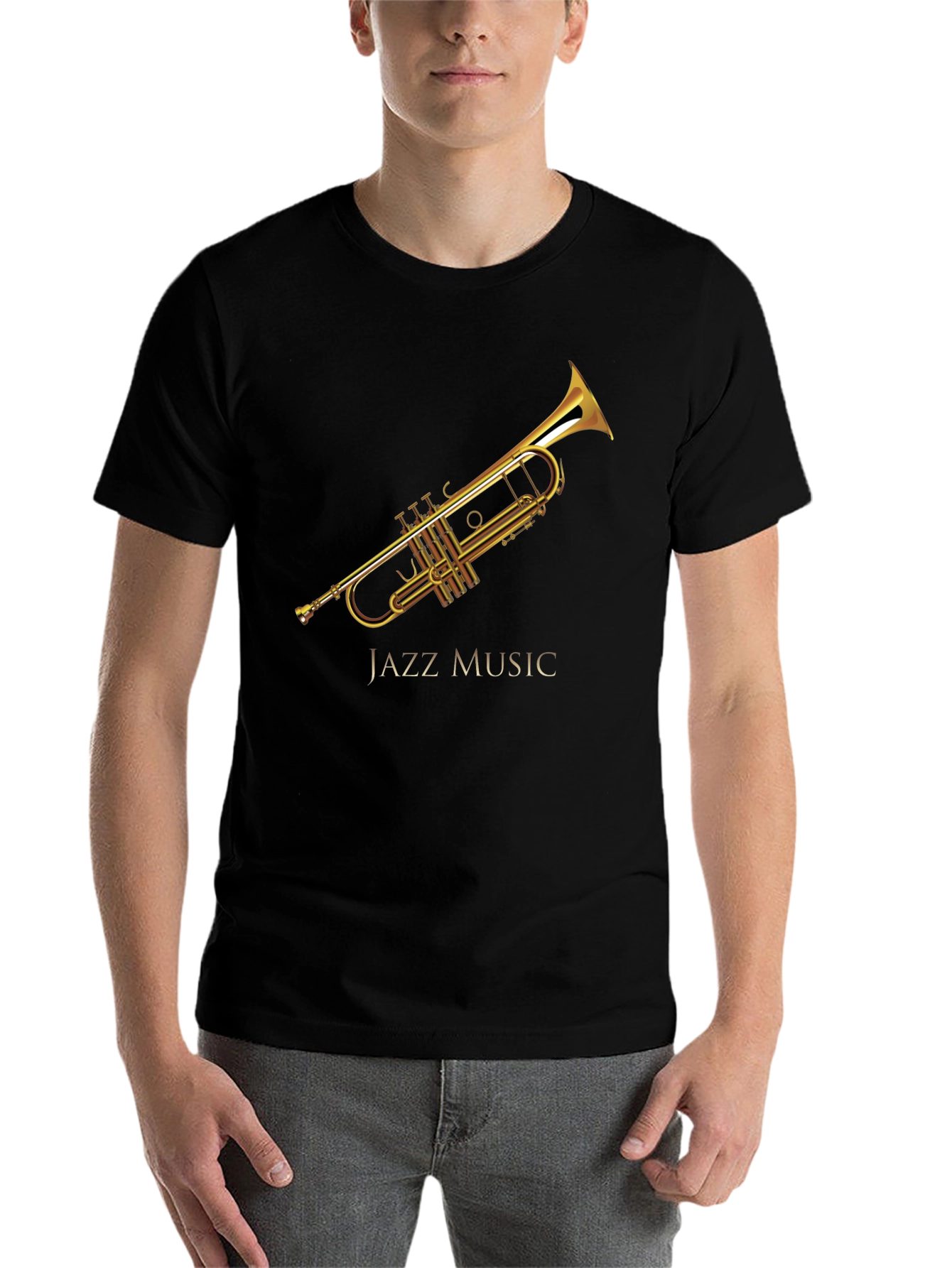 Black Jazz Music Trumpet Graphic Black T-Shirt view 7