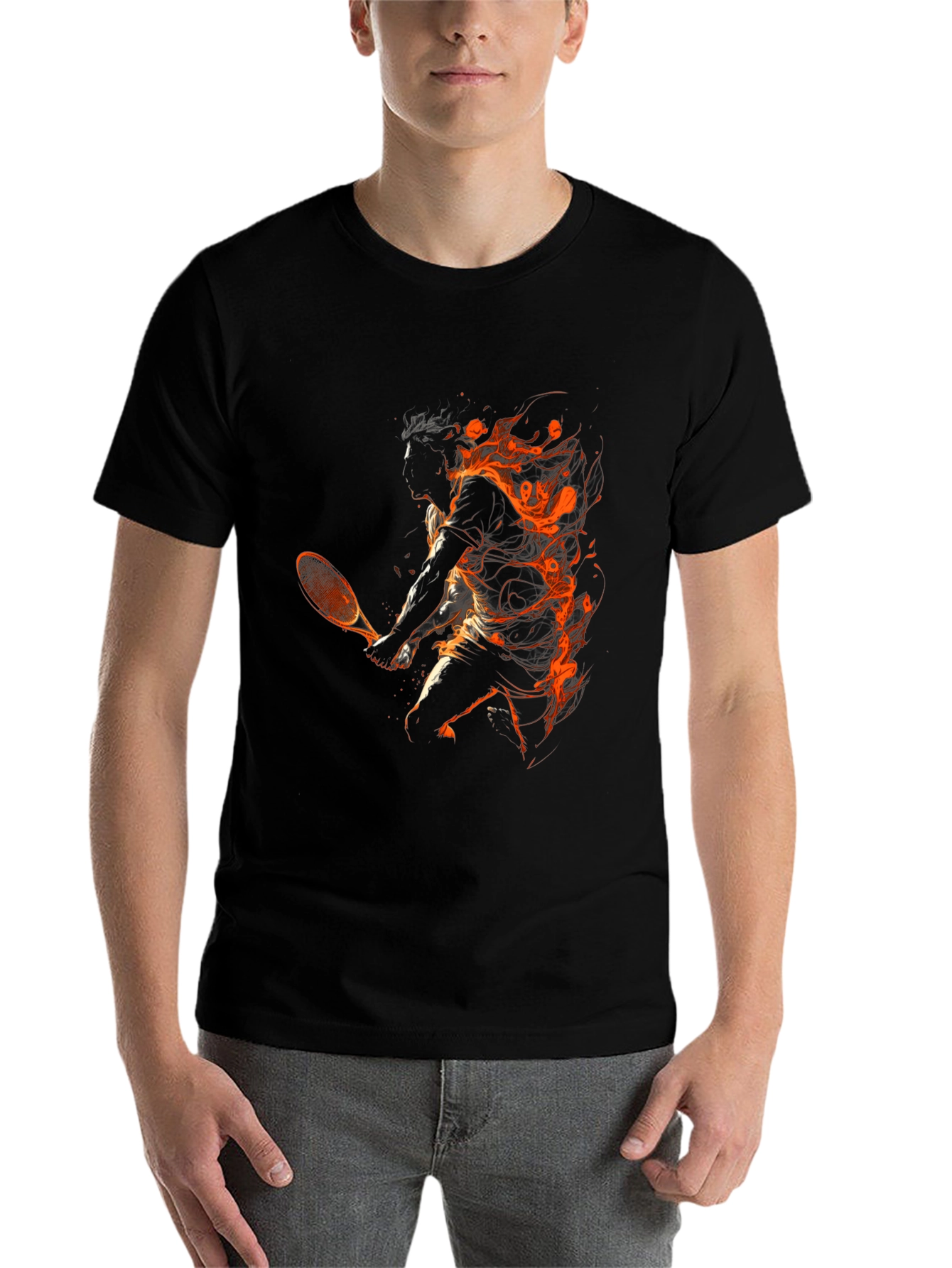 Black Tennis Flame Graphic T-Shirt - Black view 7