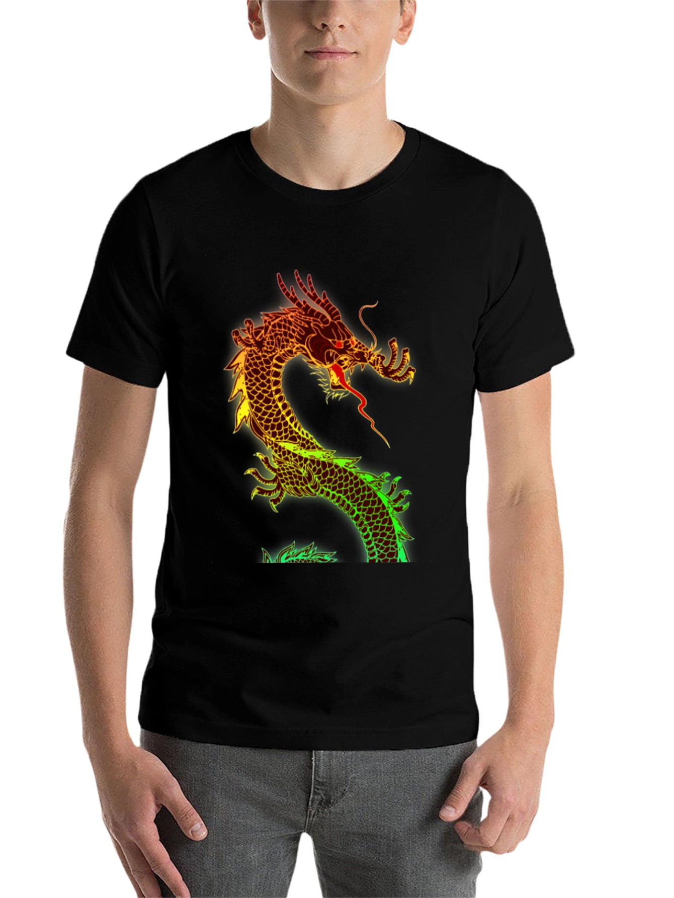 Black Dragon Graphic Print Black T-Shirt view 7