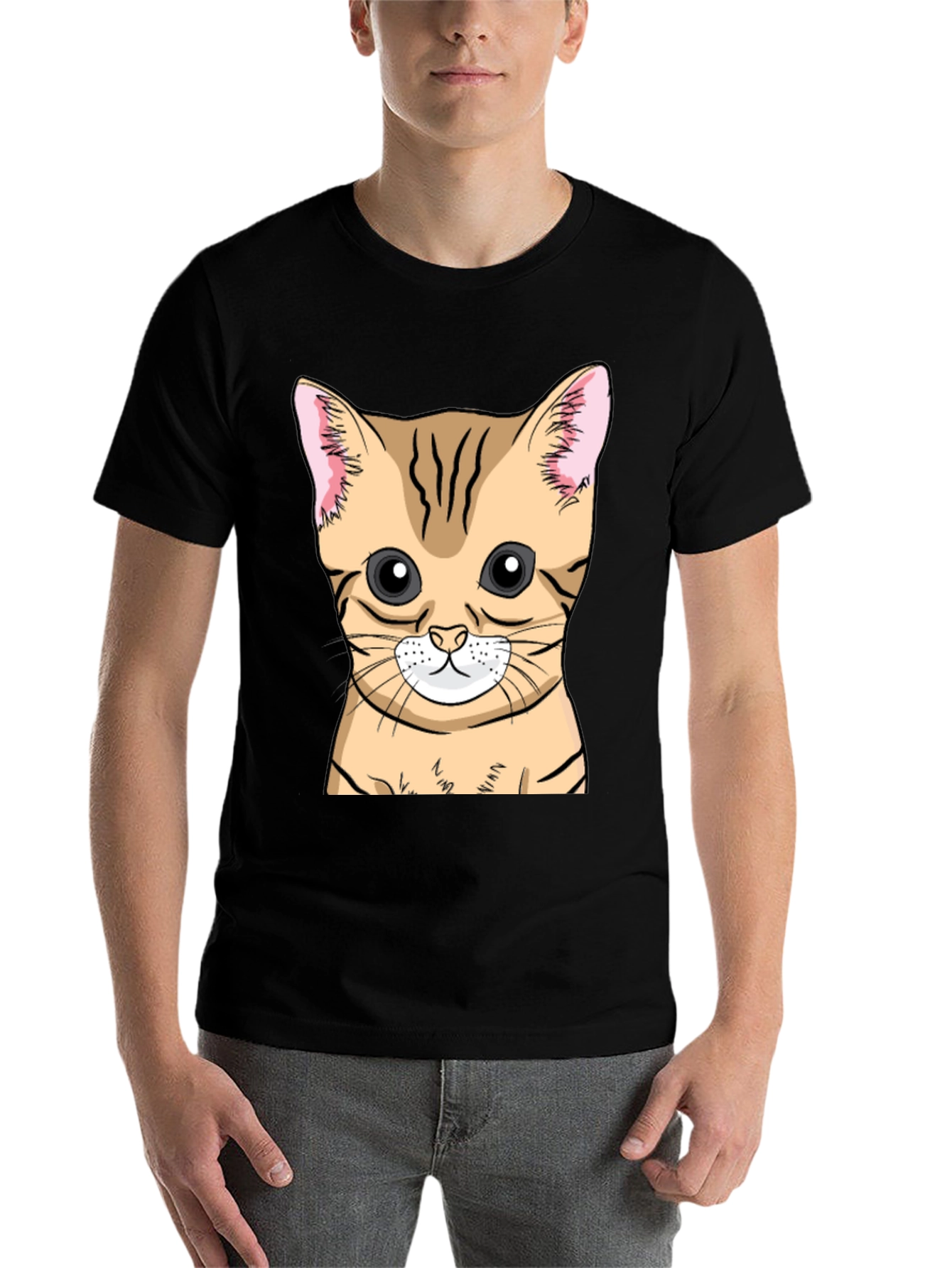 Black Cute Cat Graphic Tee - Black view 7