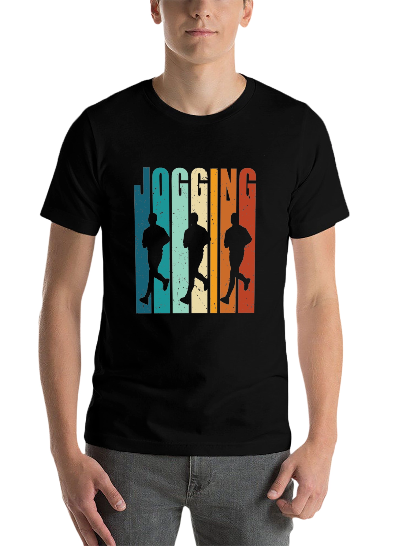 Black Retro Jogging Graphic Tee - Cool Runner Design view 7