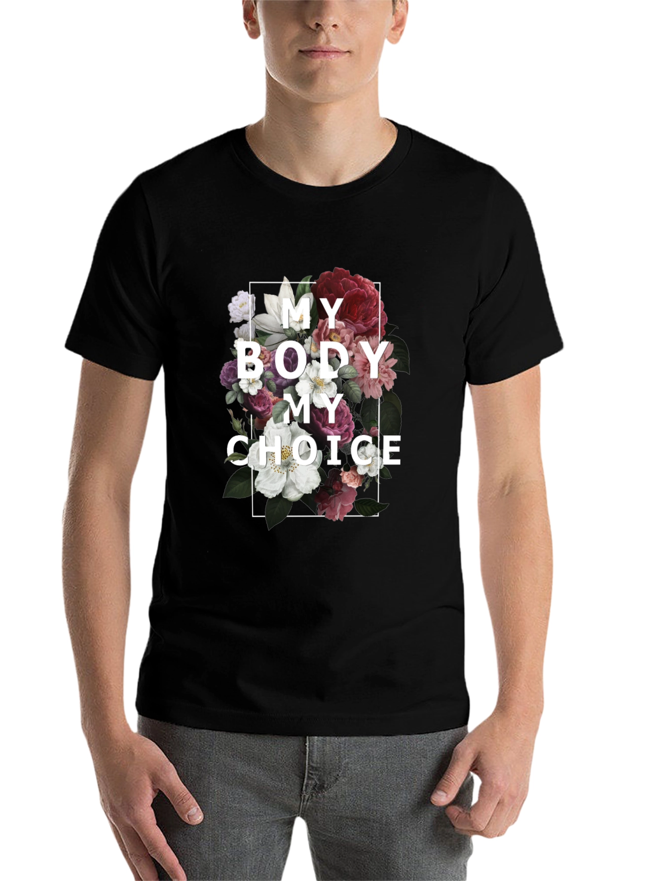 Black Floral My Body My Choice T-Shirt view 7
