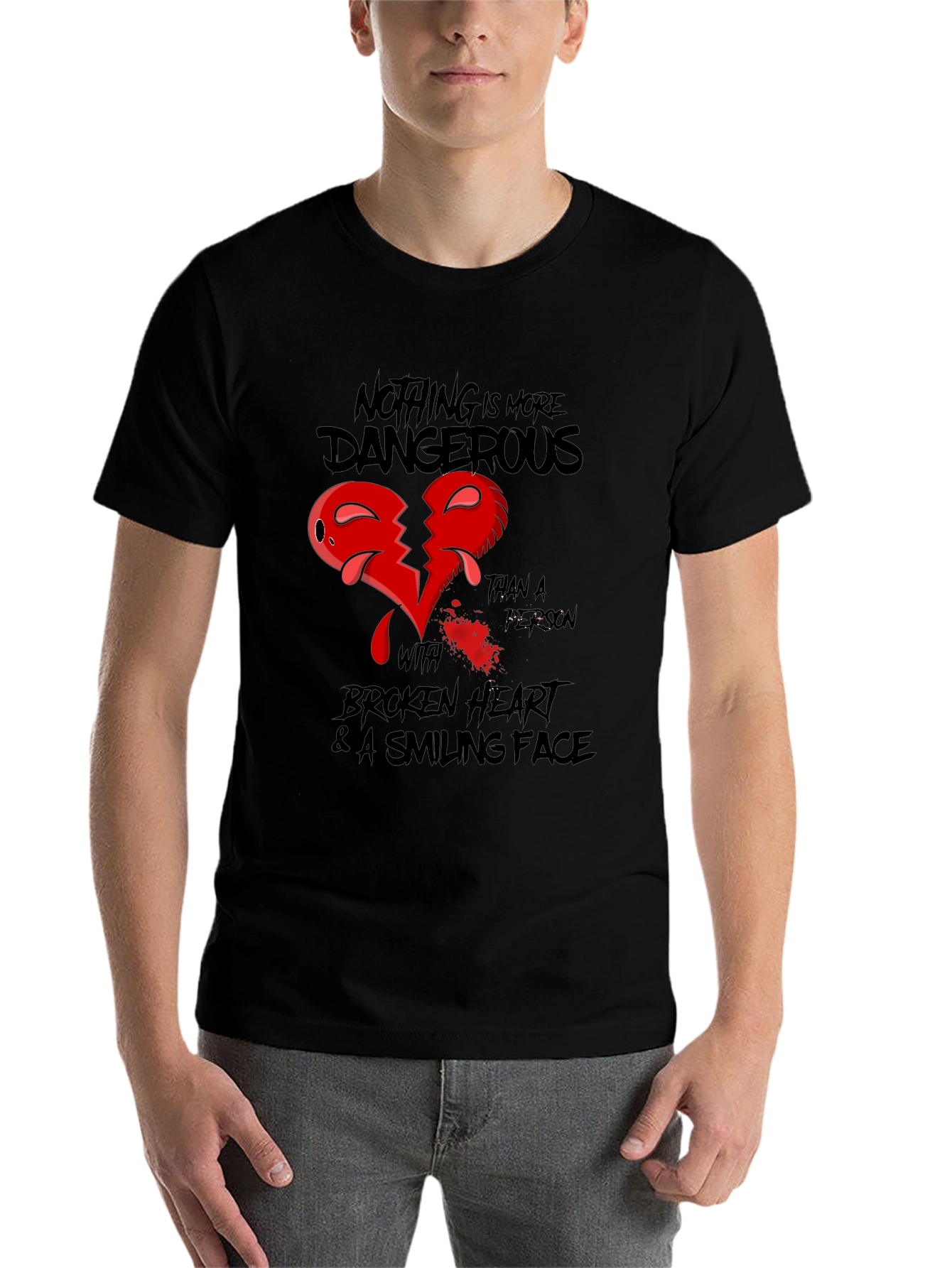 Black Dangerous Heart Graphic T-Shirt view 7