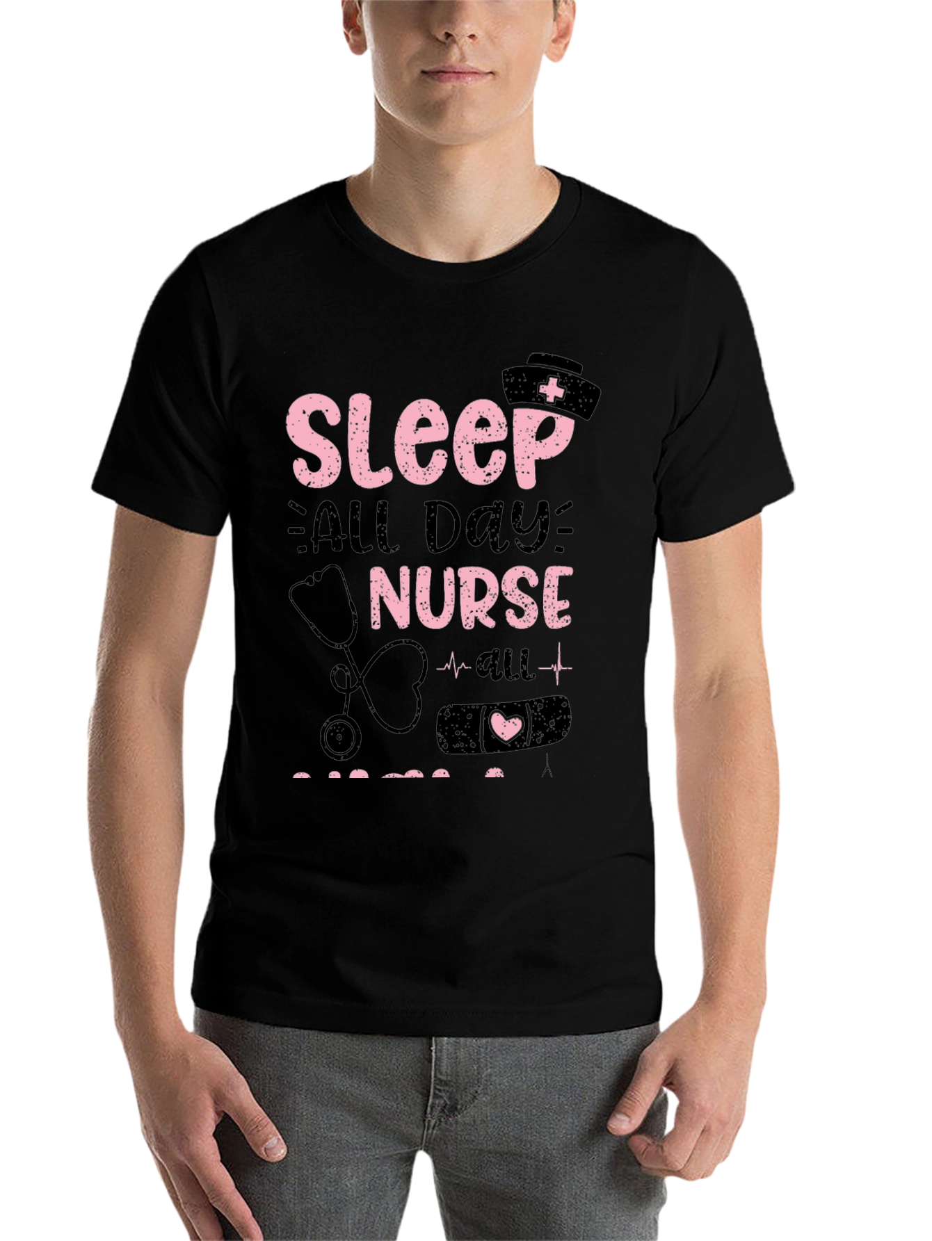 Black Sleep All Day Nurse T-Shirt view 7