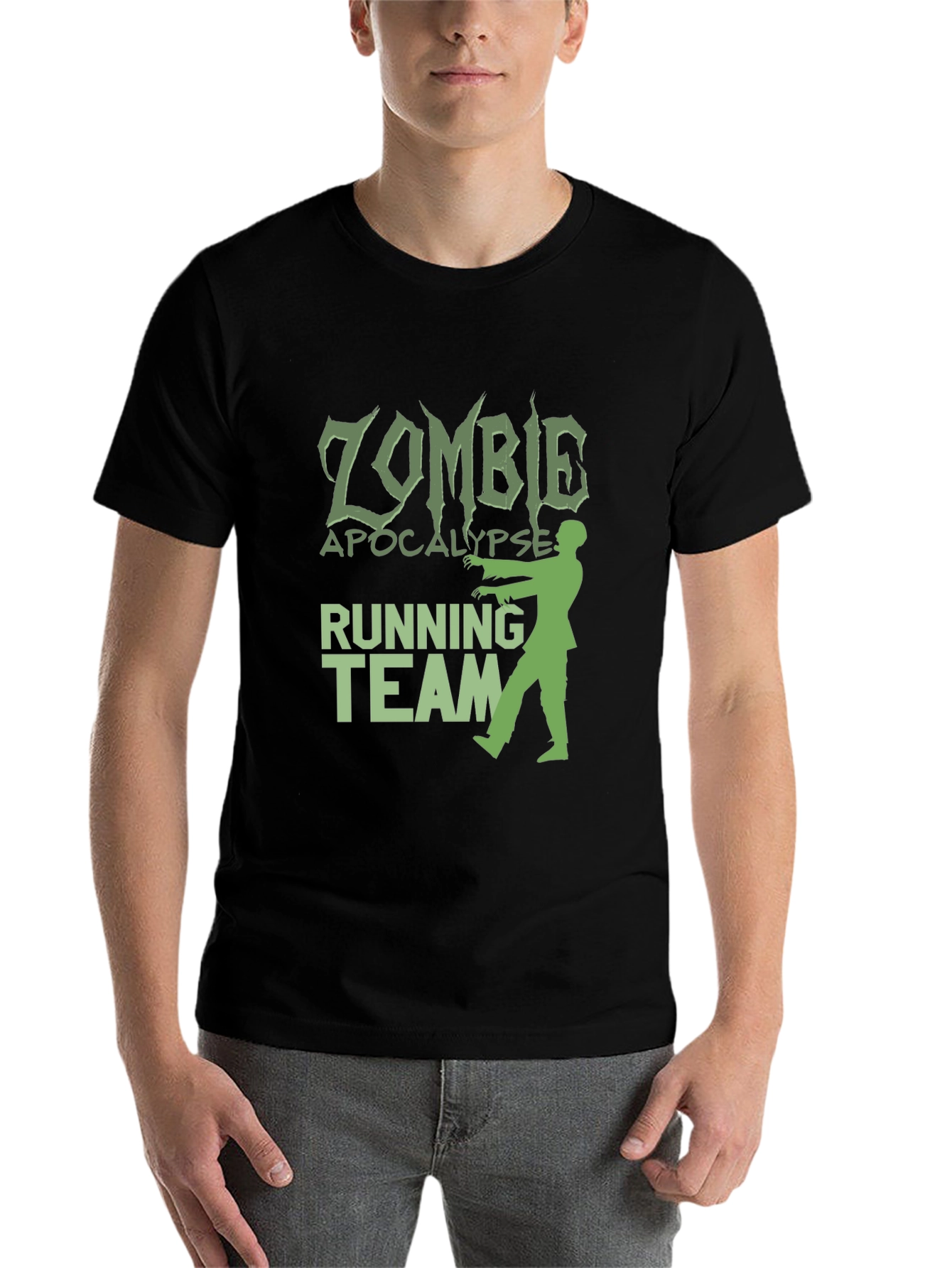 Black Zombie Apocalypse Running Team Graphic T-Shirt view 7