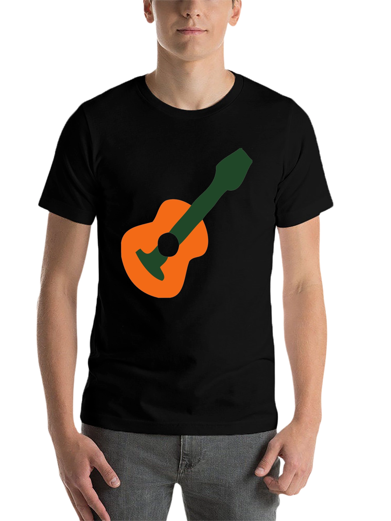 Black Guitar Graphic T-Shirt - Black Cotton Tee view 7
