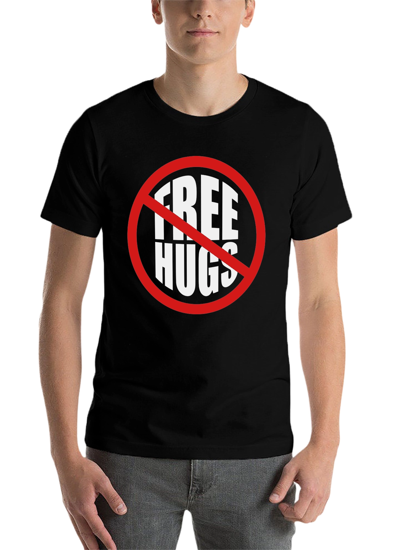 Black No Free Hugs Graphic Tee - Sarcastic Humor Shirt view 7
