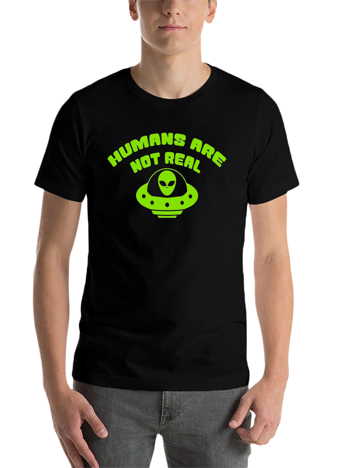 Black Humans Are Not Real Alien UFO T-Shirt view 7