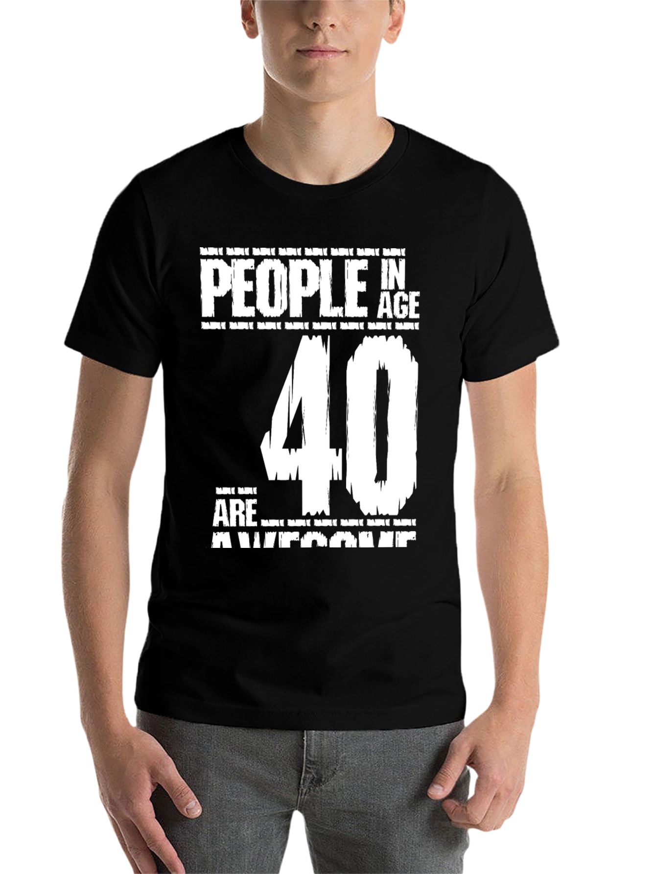 Black Funny 40th Birthday T-Shirt - People in Age 40 are Awesome view 7