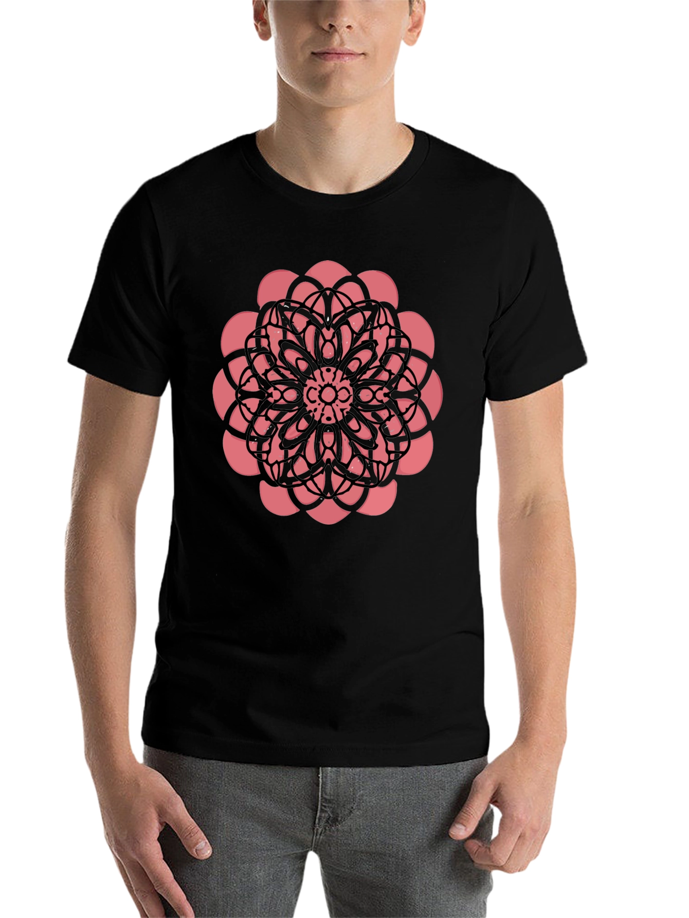 Black Black Tee with Floral Mandala Graphic view 7