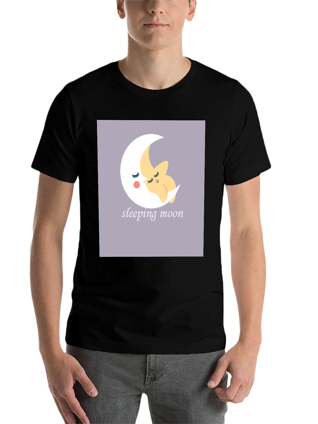 Black Sleeping Moon Graphic Tee - Stylish Comfort view 7